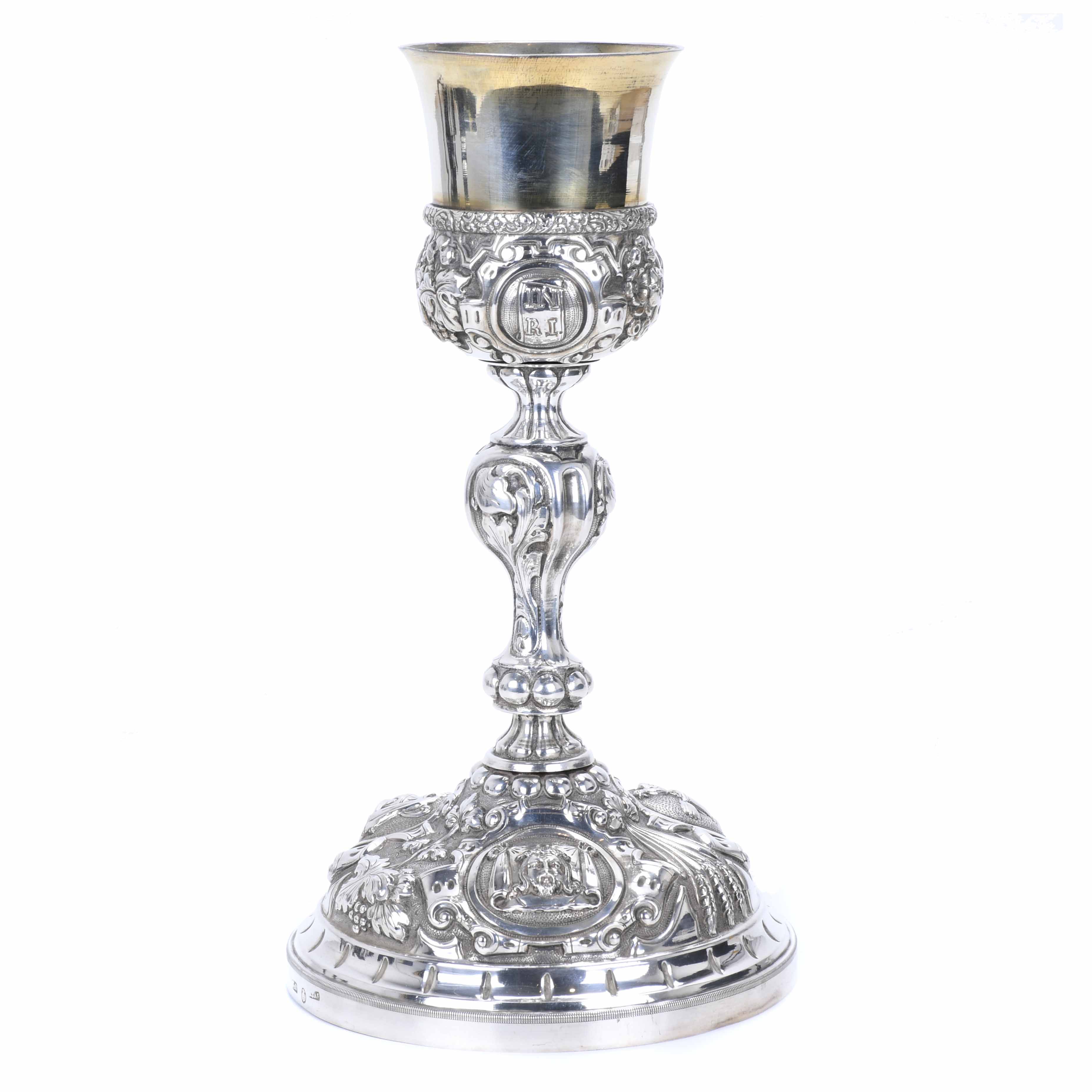 BARCELONA LITURGICAL CHALICE IN SILVER, 19TH CENTURY. 