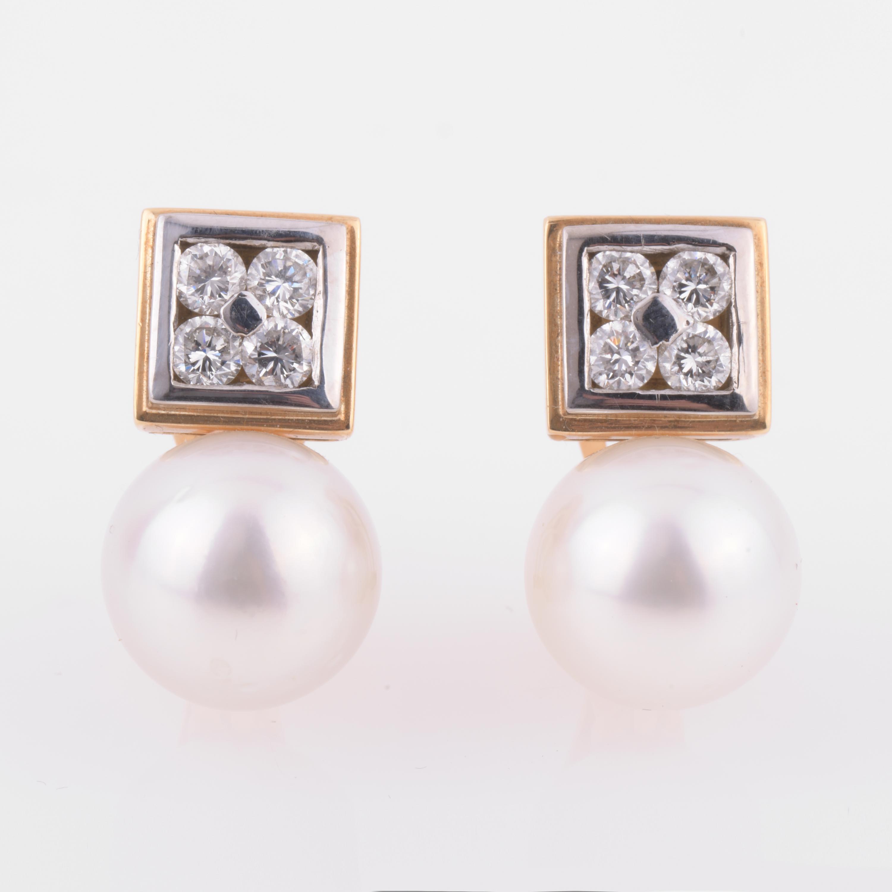 PEARLS AND DIAMONDS YOU AND ME EARRINGS.