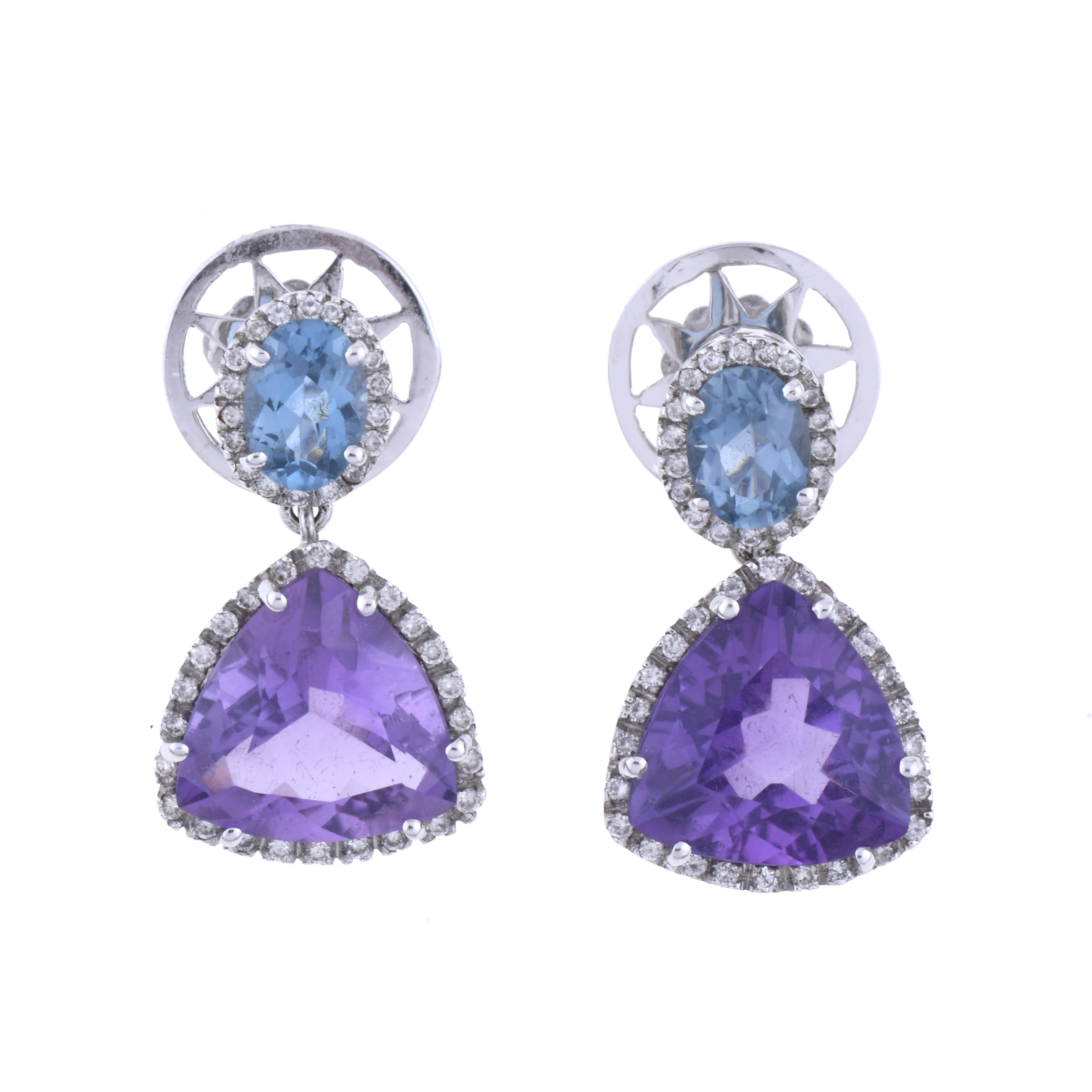 EARRINGS WITH TOPAZES AND AMETHYSTS.