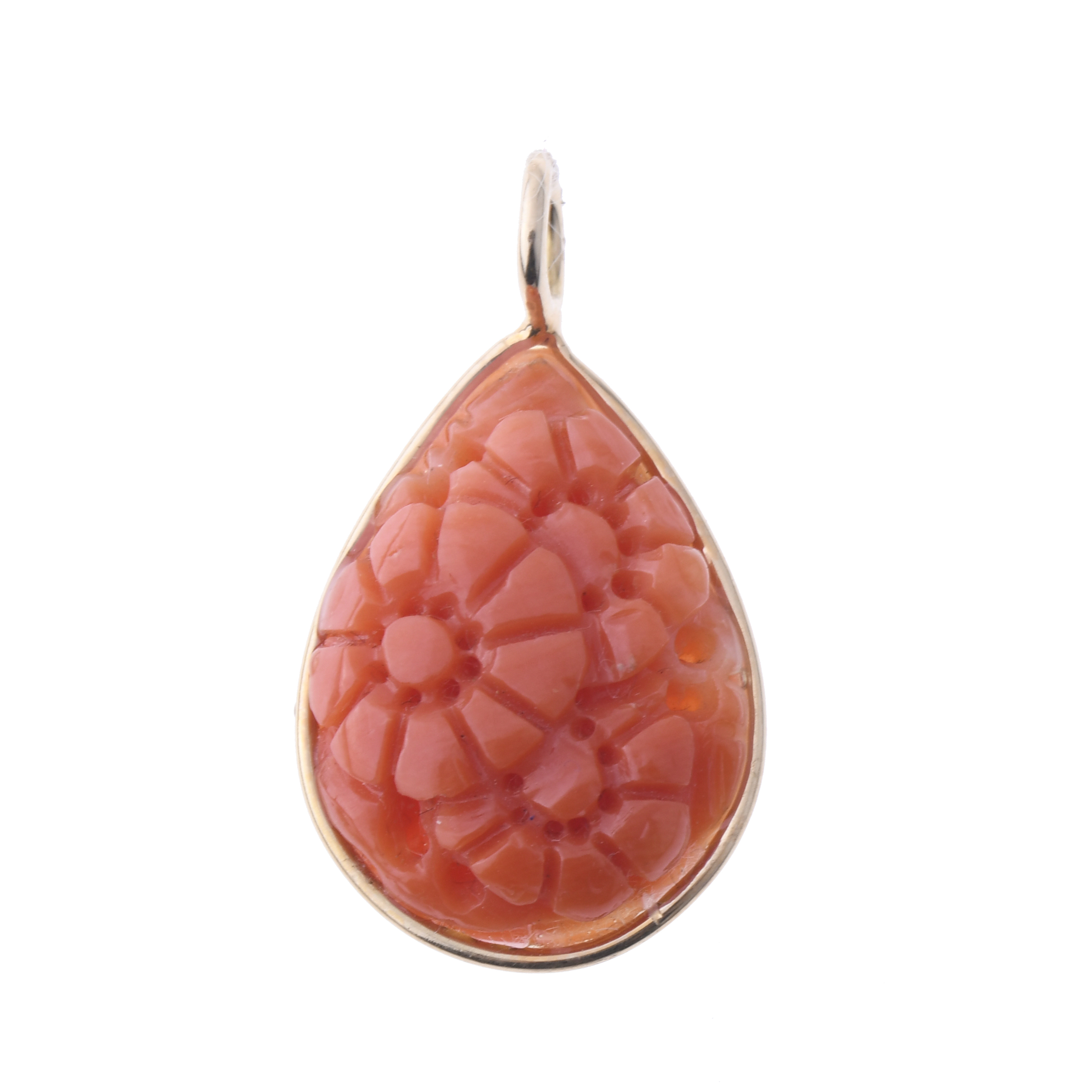 CARVED CORAL PENDANT.