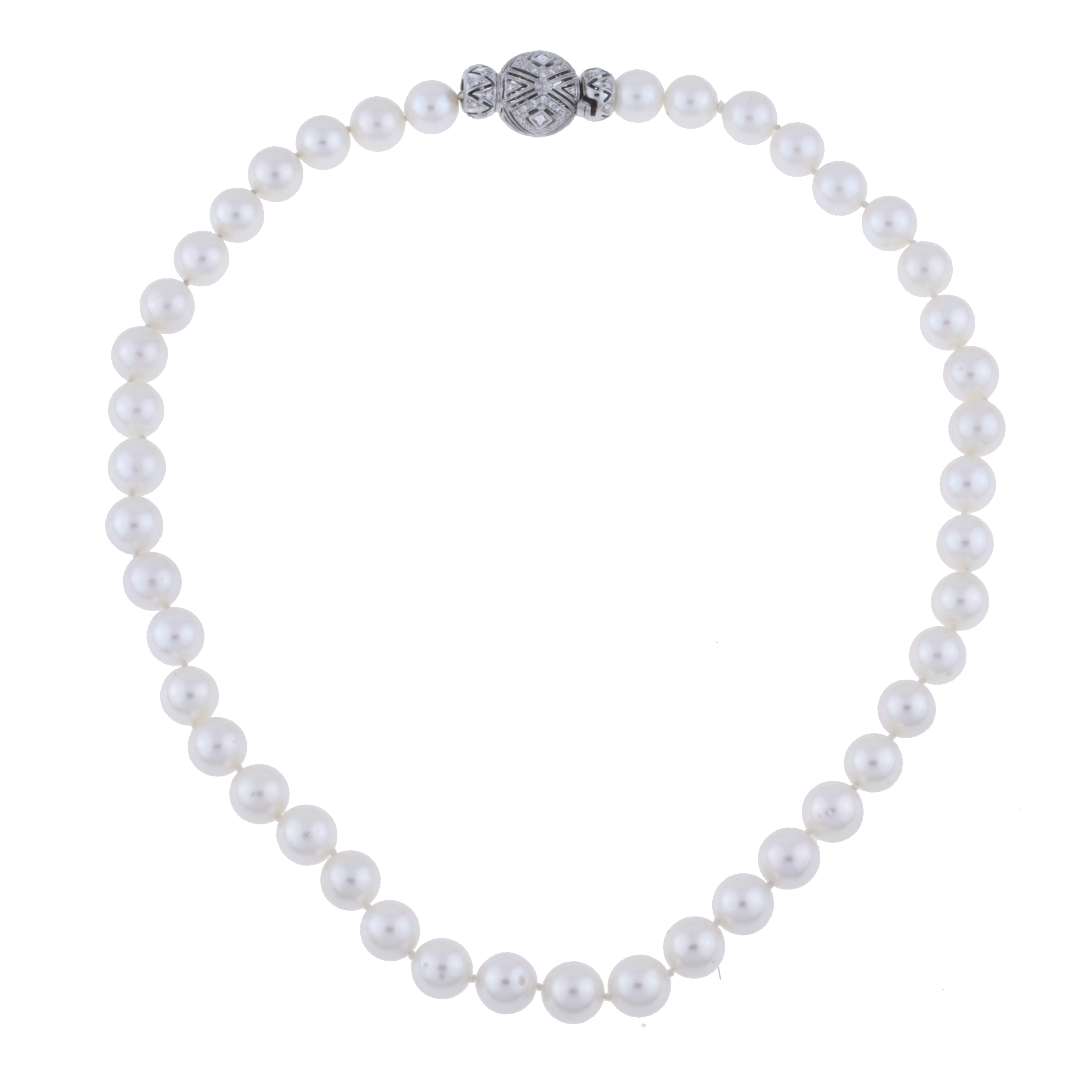COLLAR DE PERLAS CON CIERRE DE DIAMANTES.