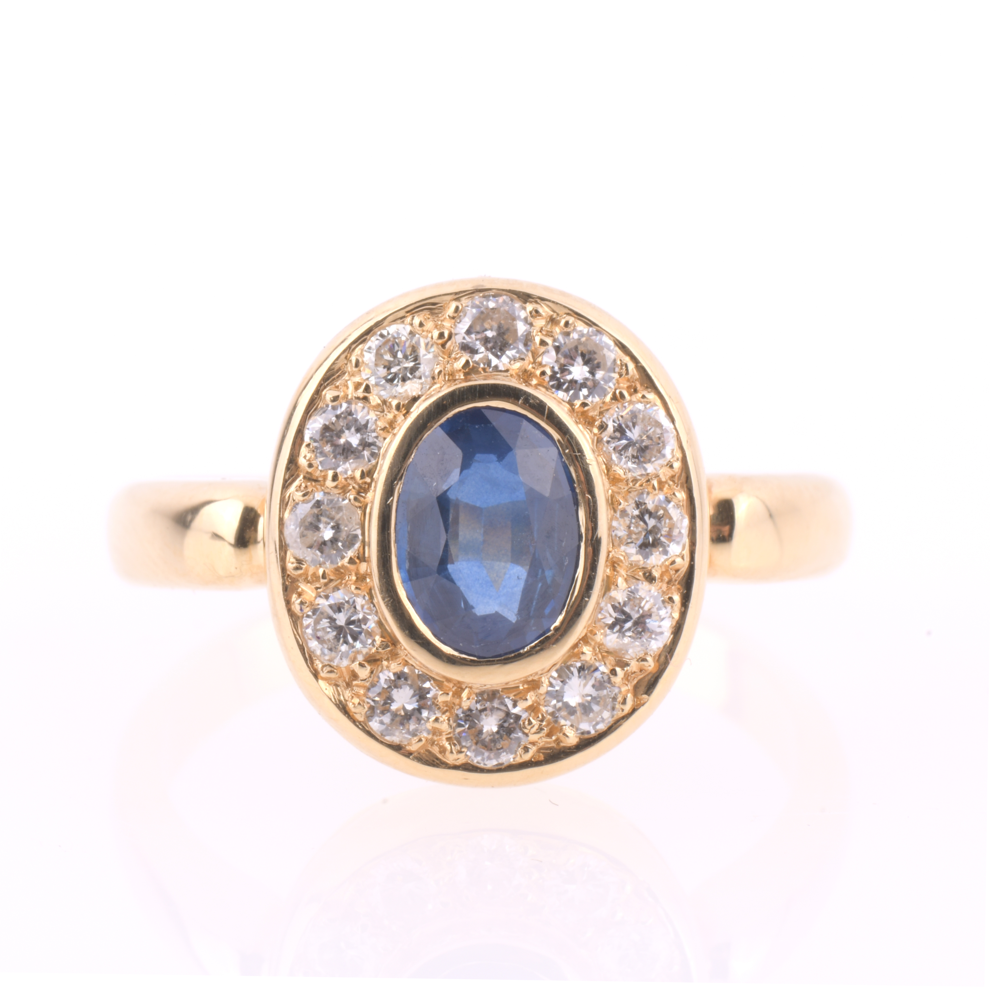 ROSETTE RING IN GOLD, SAPPHIRE AND DIAMONDS.