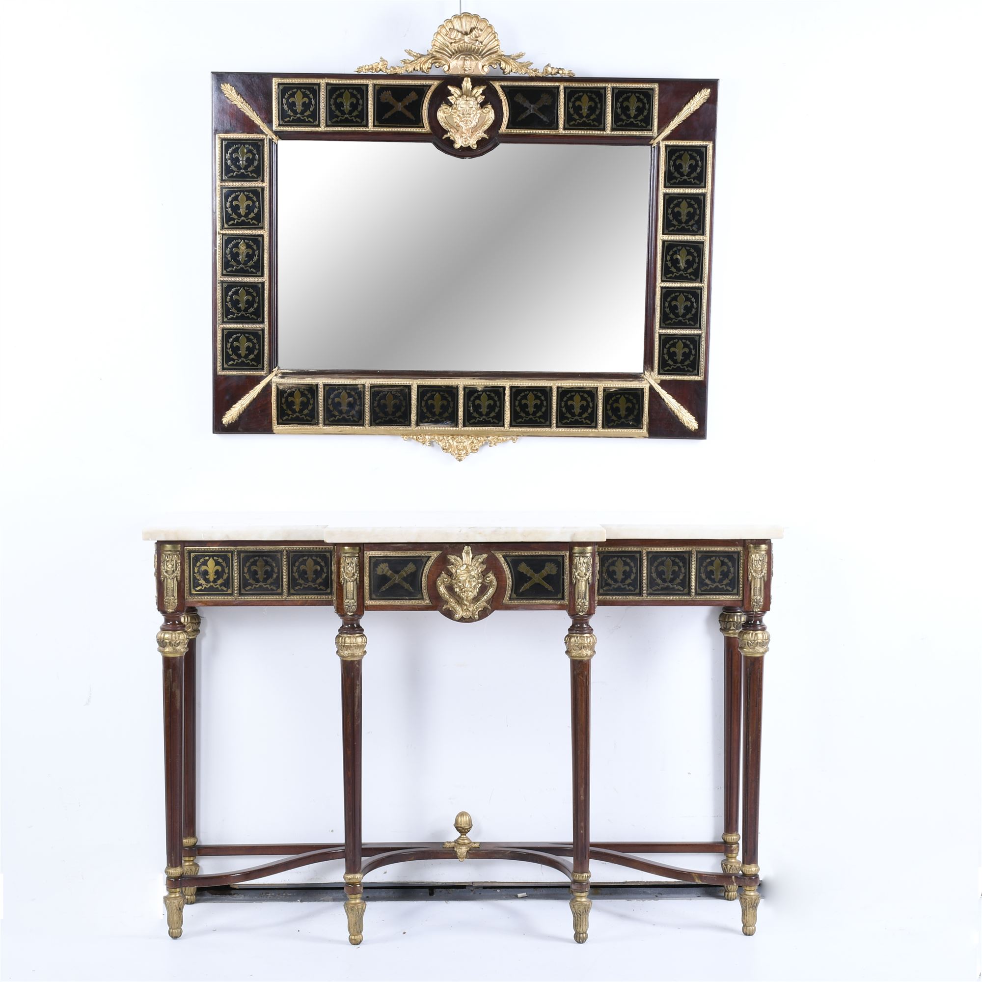 FRENCH CONSOLE WITH MIRROR, 20TH CENTURY.