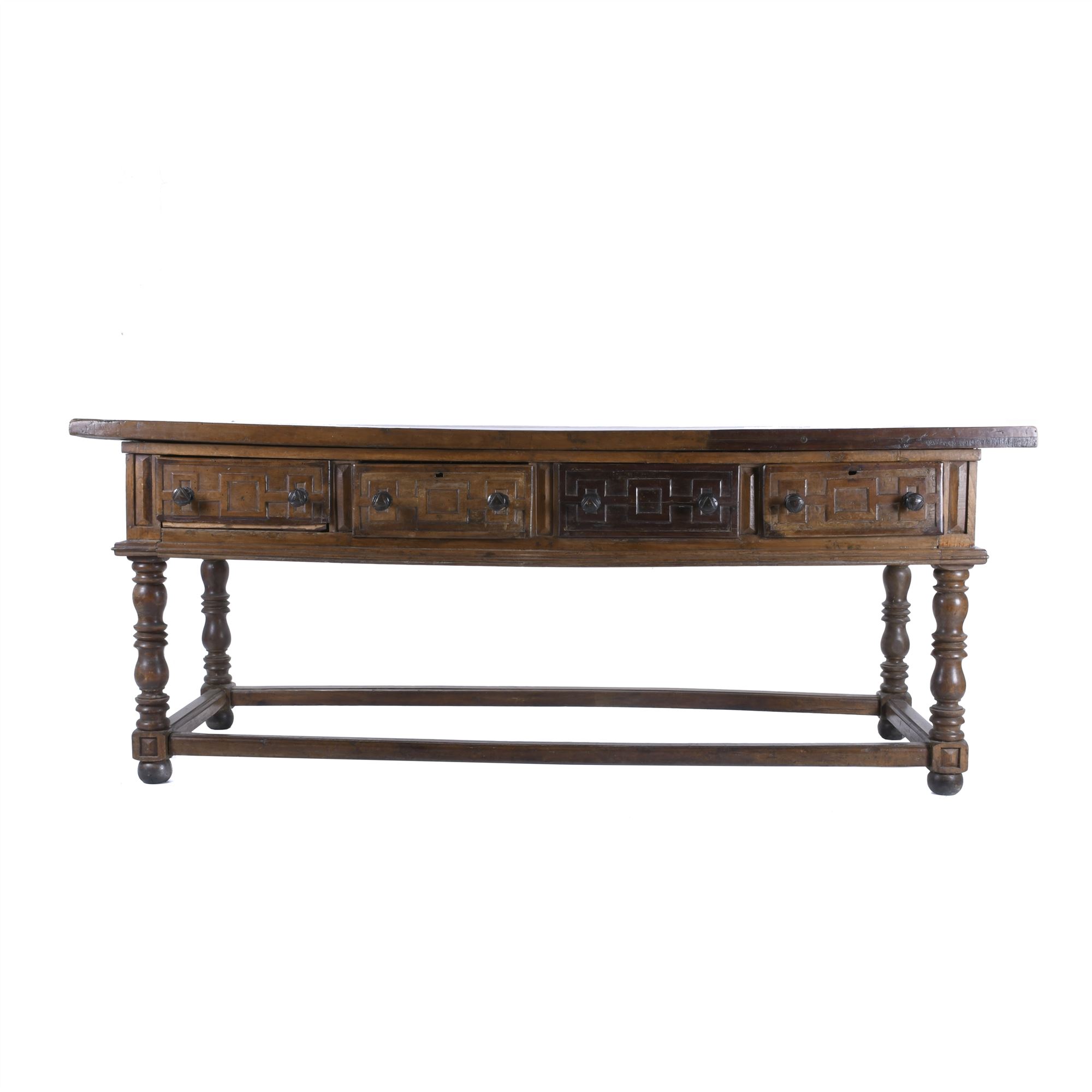 LARGE SPANISH REFECTORY TABLE, LATE 18TH CENTURY.