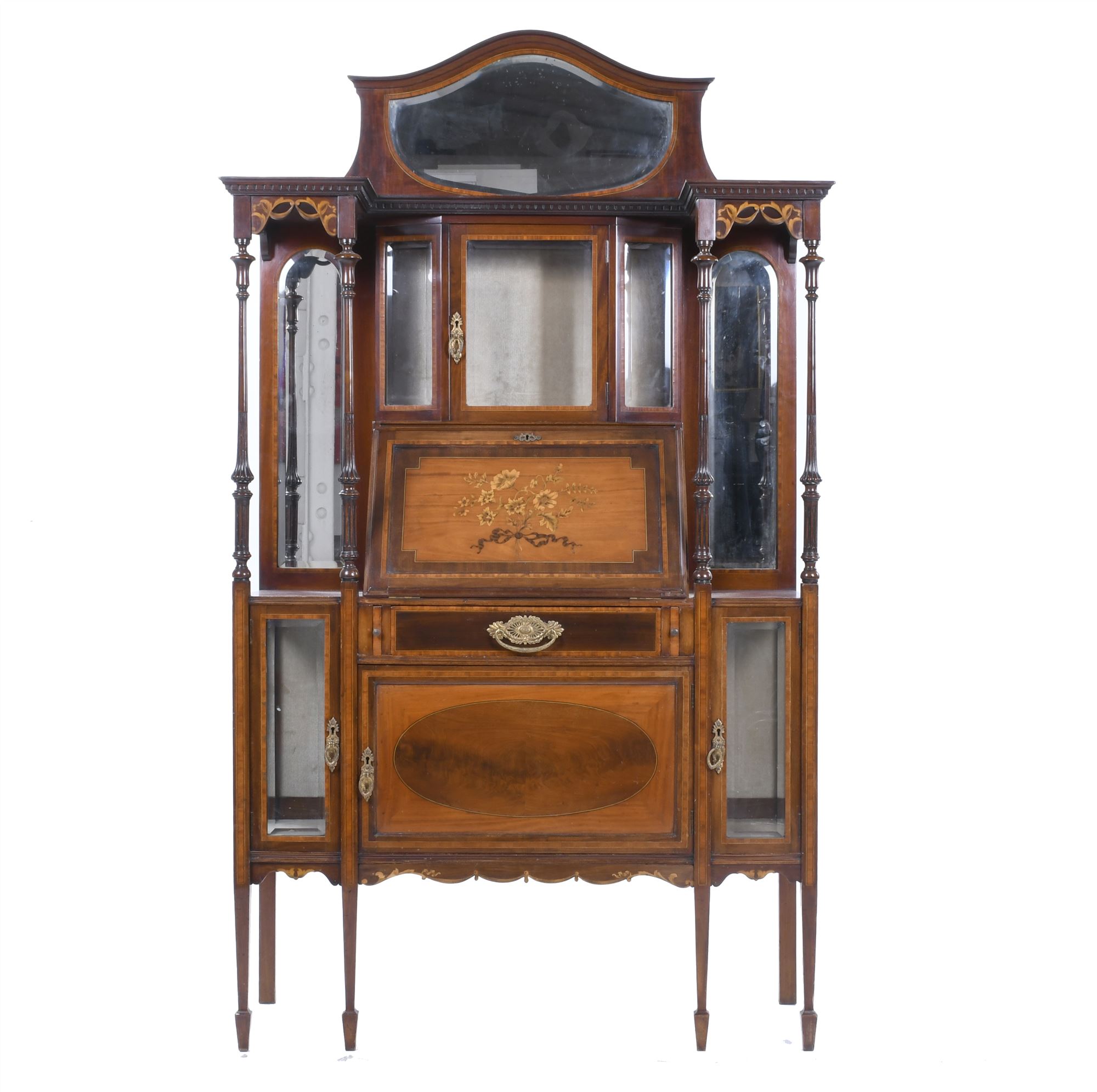 EDWARDIAN ENGLISH WRITING-DESK AND SIDEBOARD, LATE 19TH CEN