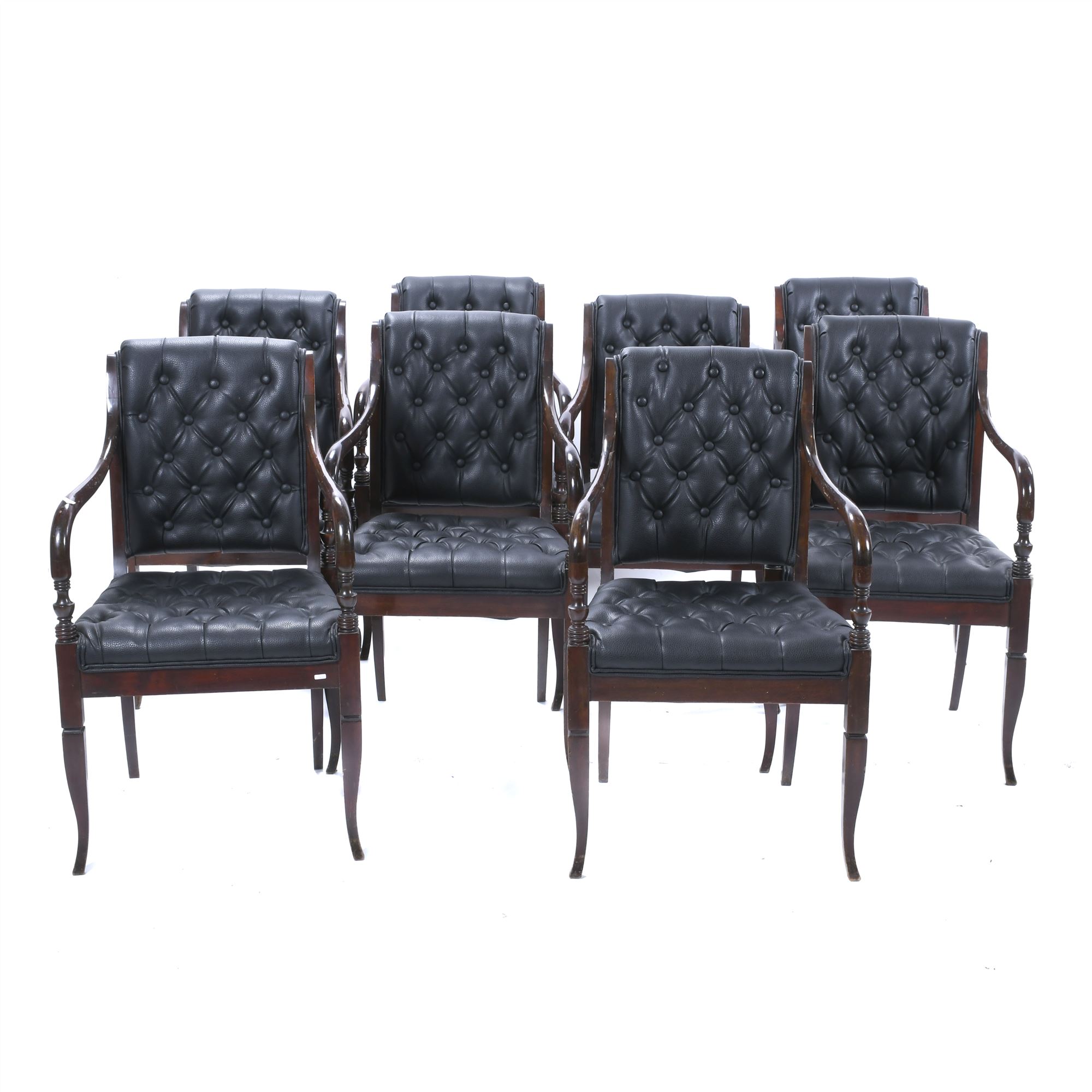 SET OF EIGHT SPANISH ARMCHAIRS, MID 20TH CENTURY.