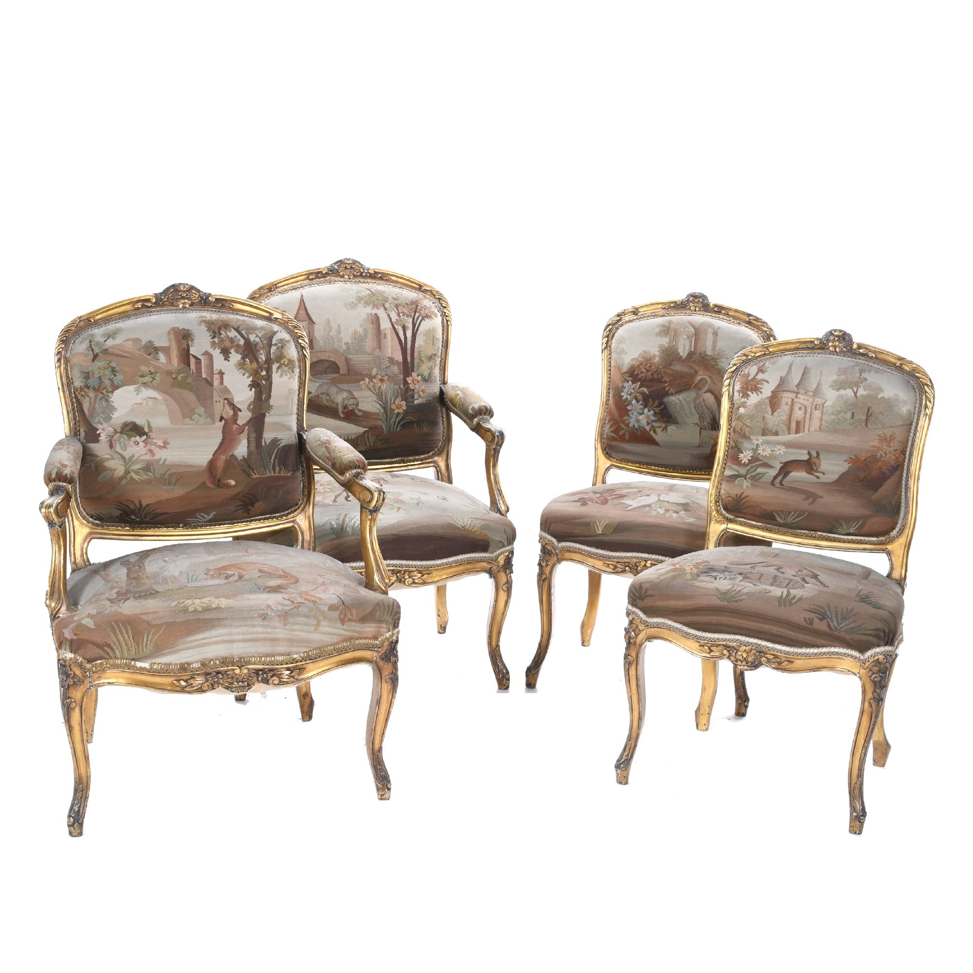 FRENCH LOUIS XV STYLE SET OF CHAIRS, EARLY 20TH CENTURY.