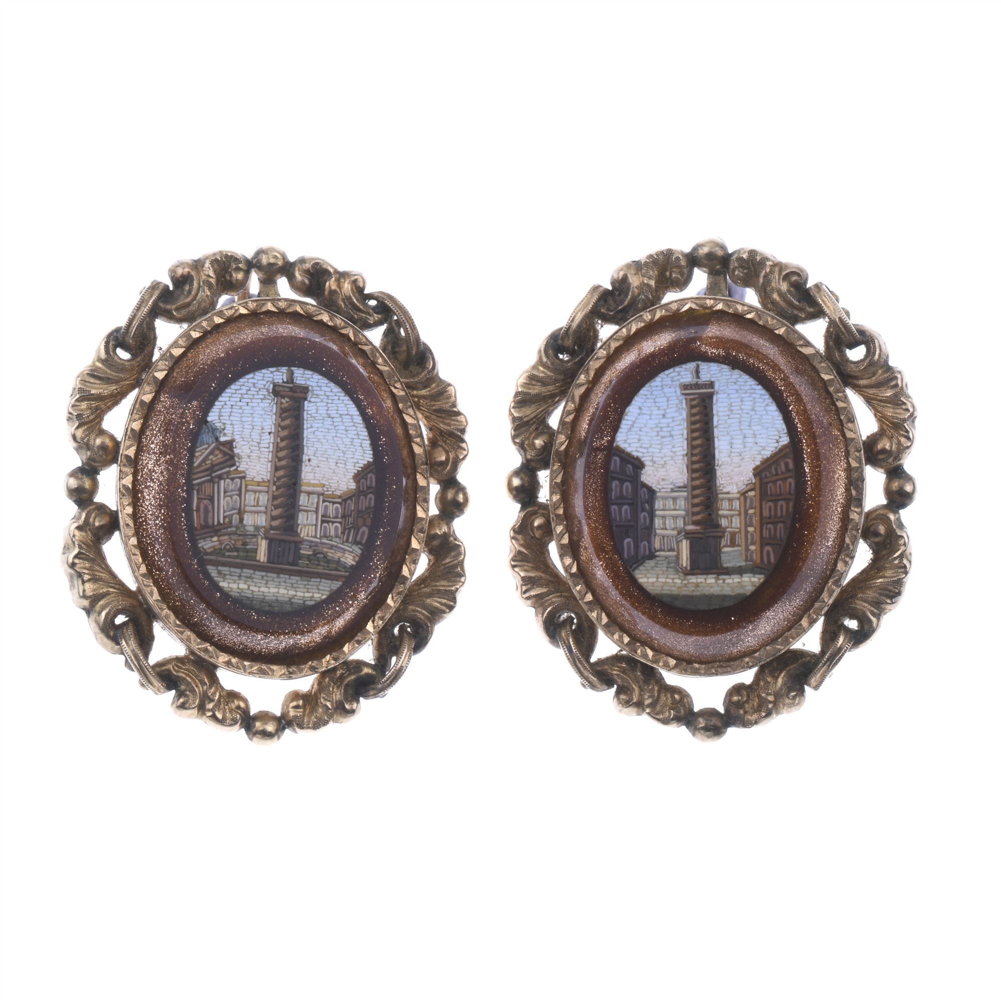 ITALIAN MICROMOSAIC EARRINGS, 19TH CENTURY.