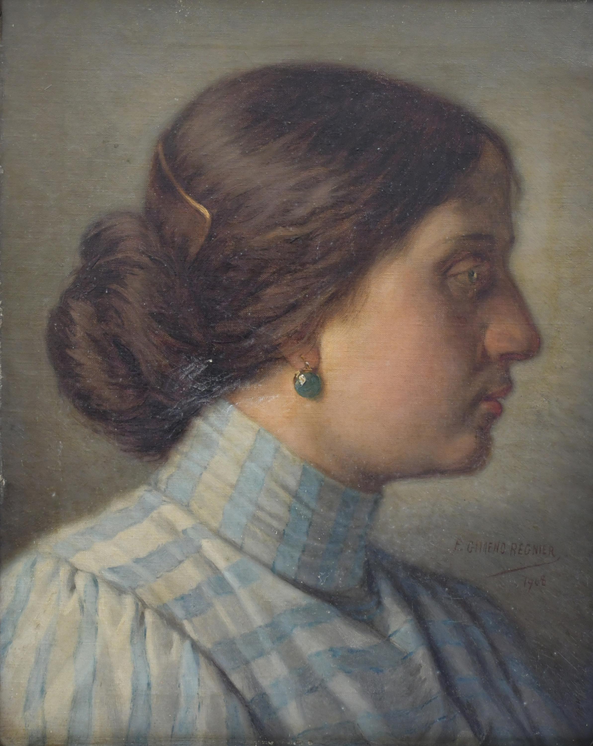 EUGENIO GIMENO REGNIER (1848-1920). "RETRATO FEMENINO DE PE