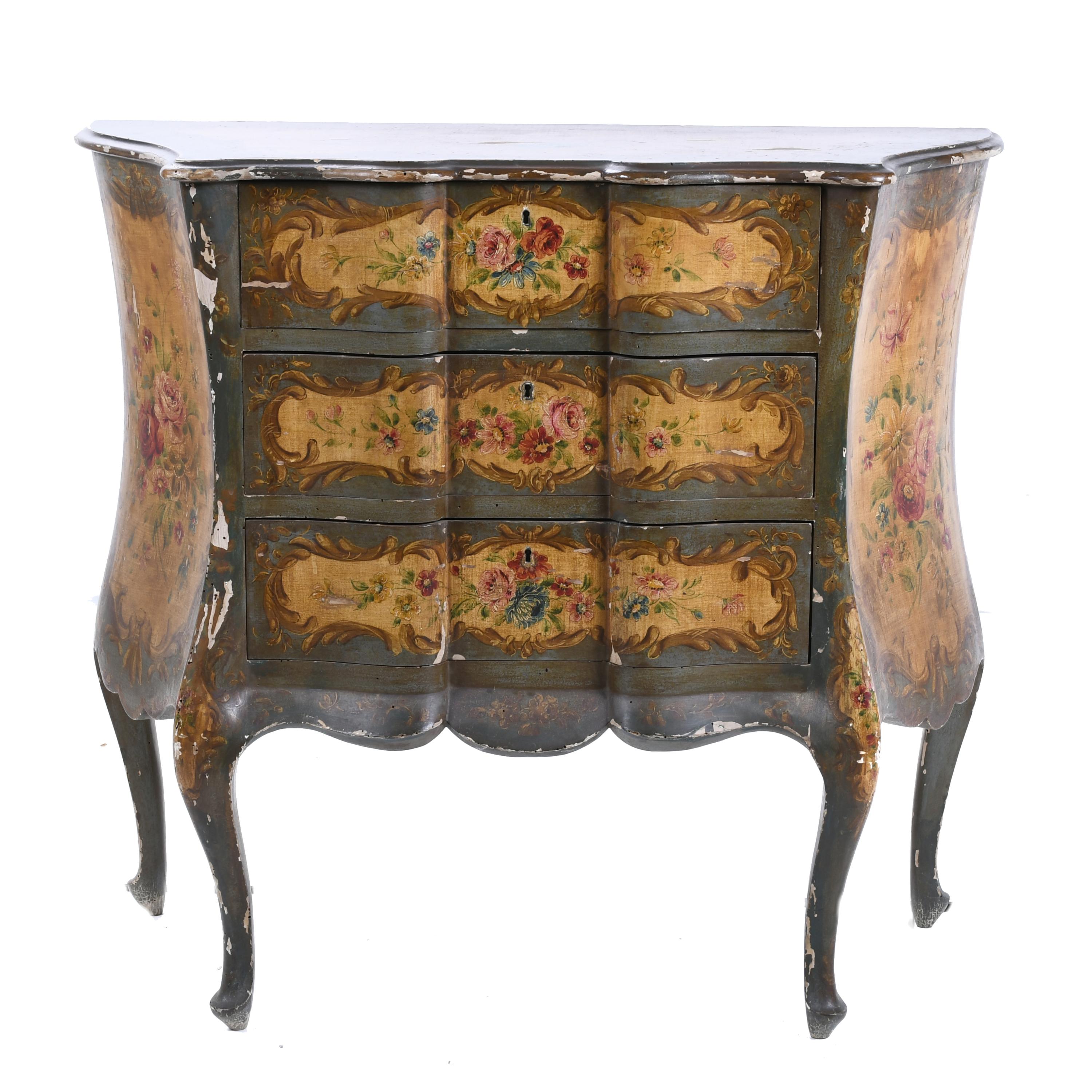 FRENCH LOUIS XV STYLE CHEST OF DRAWERS, AFTER VENETIAN MODE