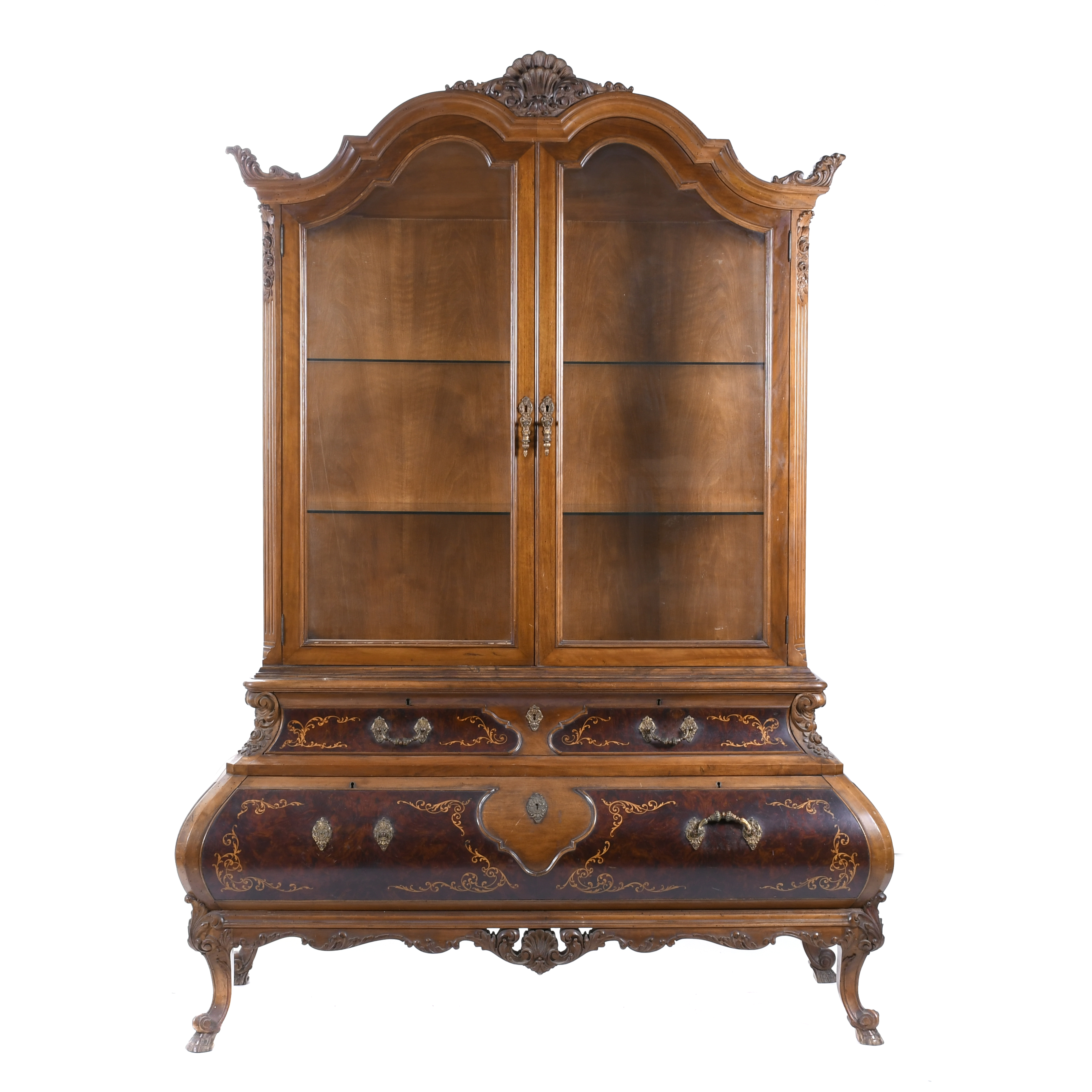 SPANISH 18TH-CENTURY STYLE DISPLAY CABINET, MID 20TH CENTUR