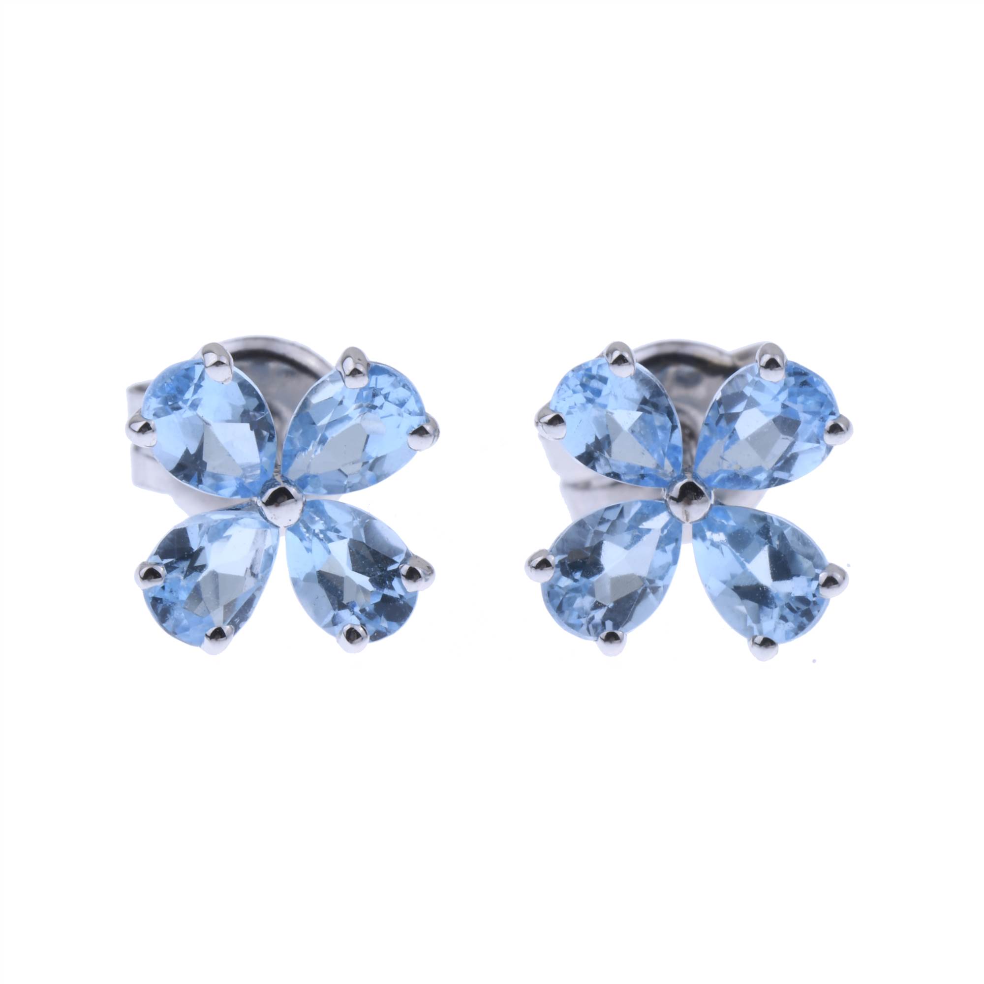 BLUE TOPAZ FLOWER EARRINGS.