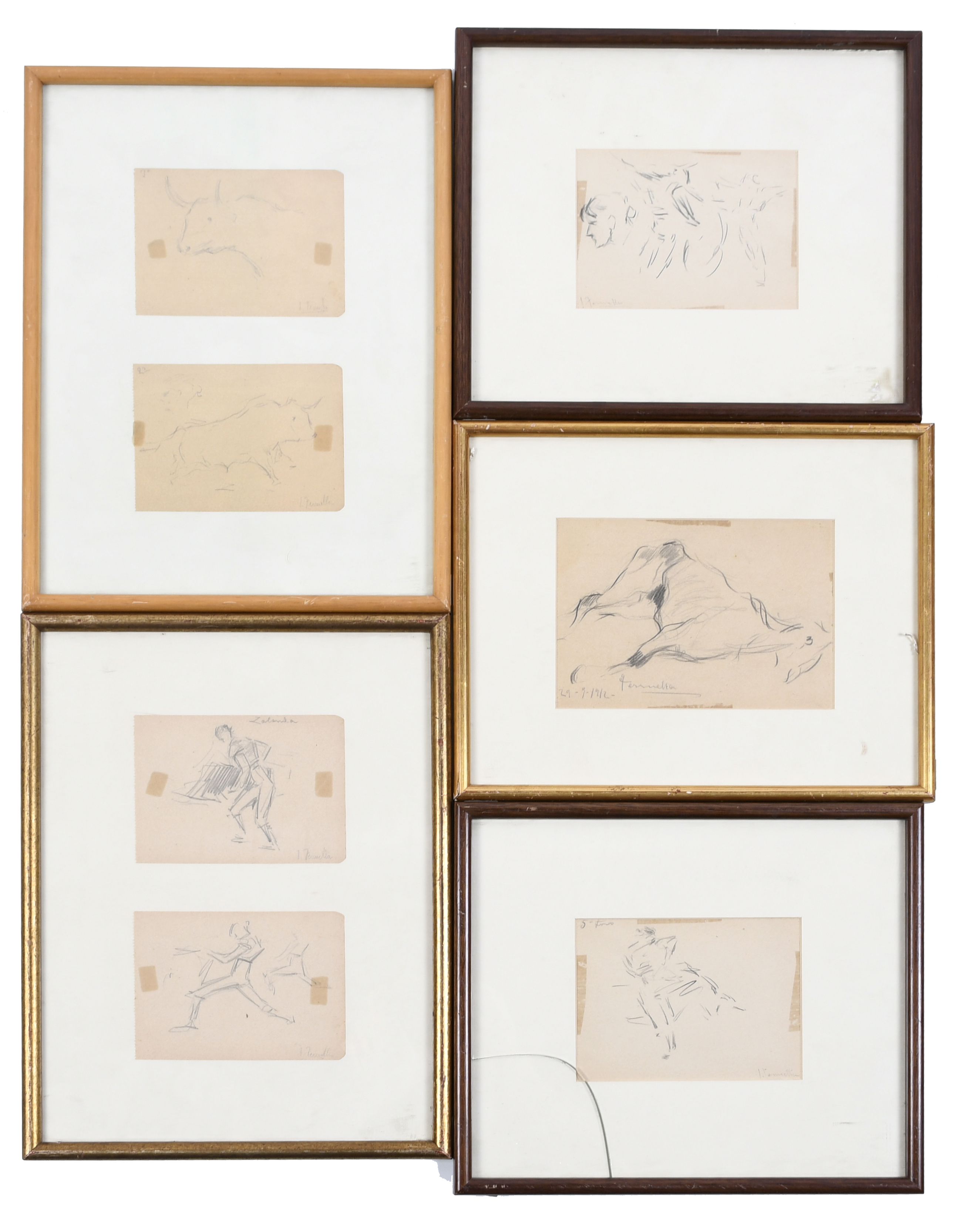 JOAQUIM TERRUELLA MATILLA (1891-1957). Set of 5 studies or