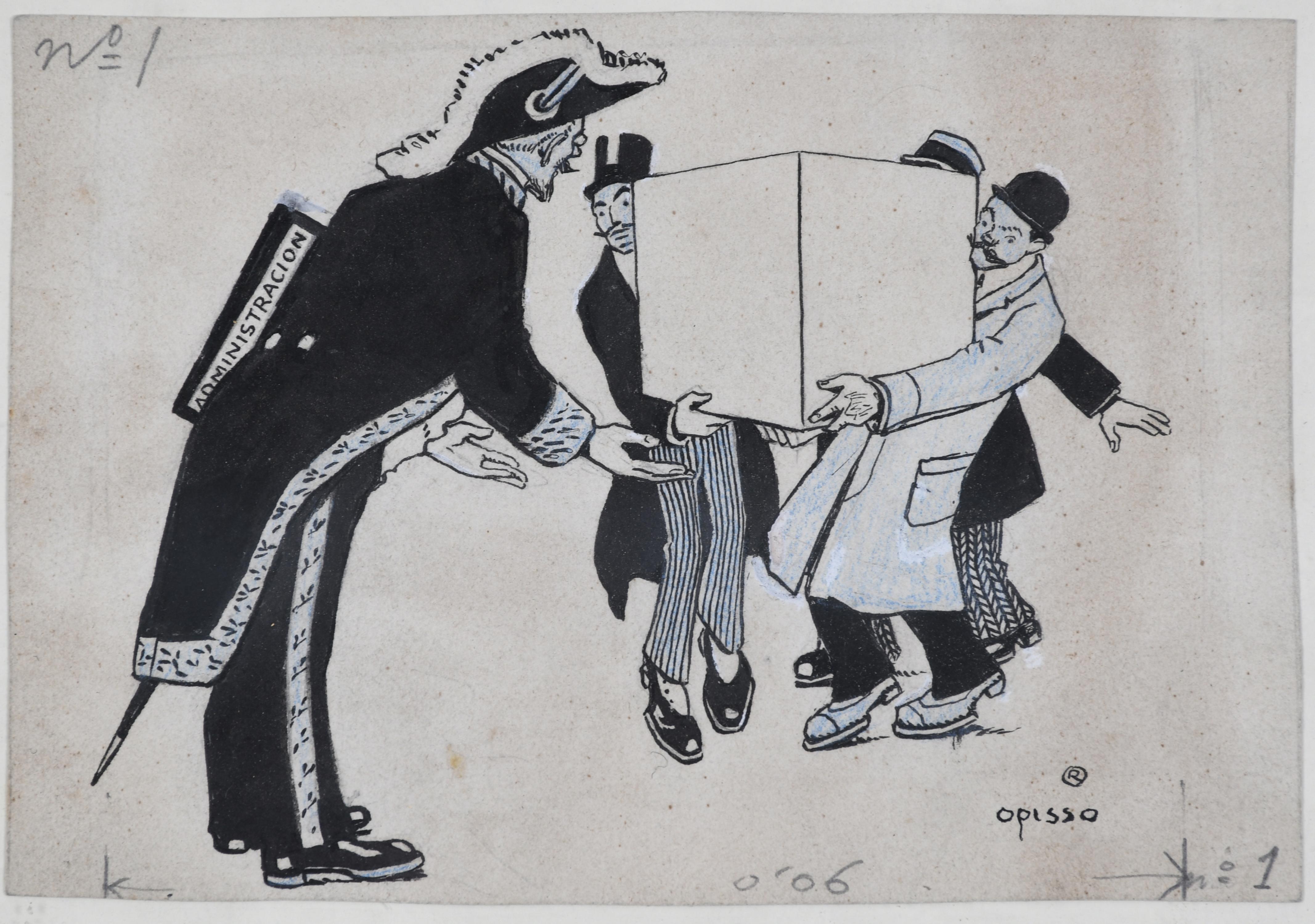 RICARD OPISSO (1880-1966). Satirical cartoon.