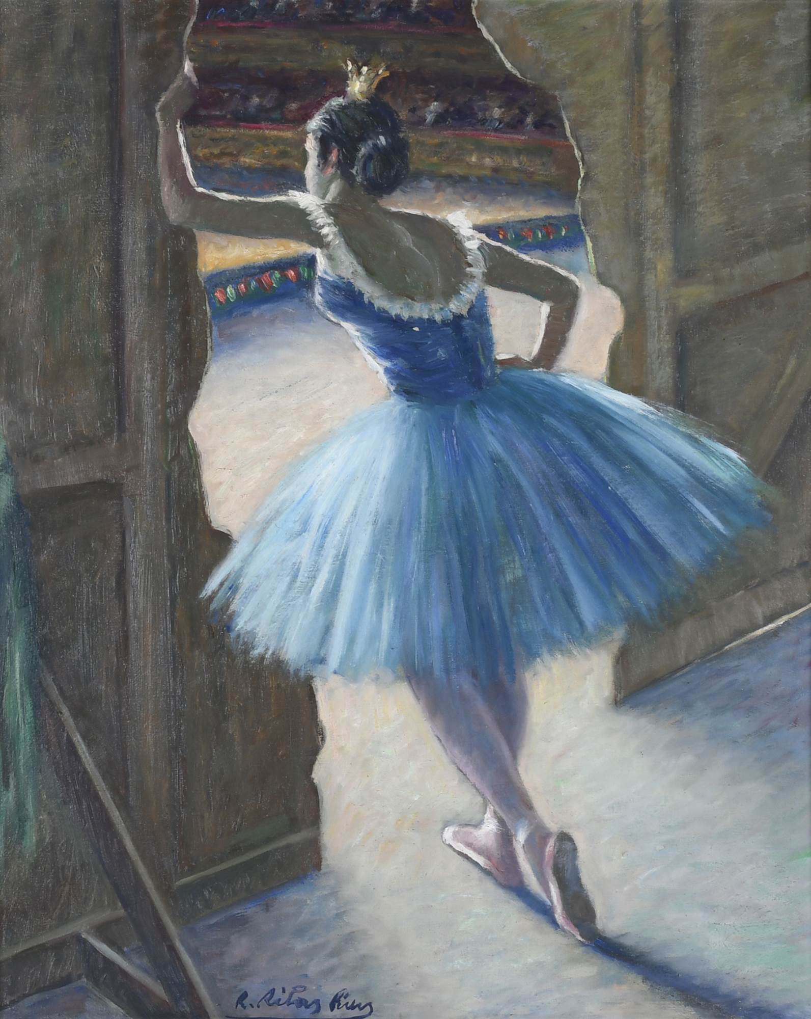 RAMON RIBAS RIUS (1903 - 1983). "BAILARINA ENTRE BAMBALINAS