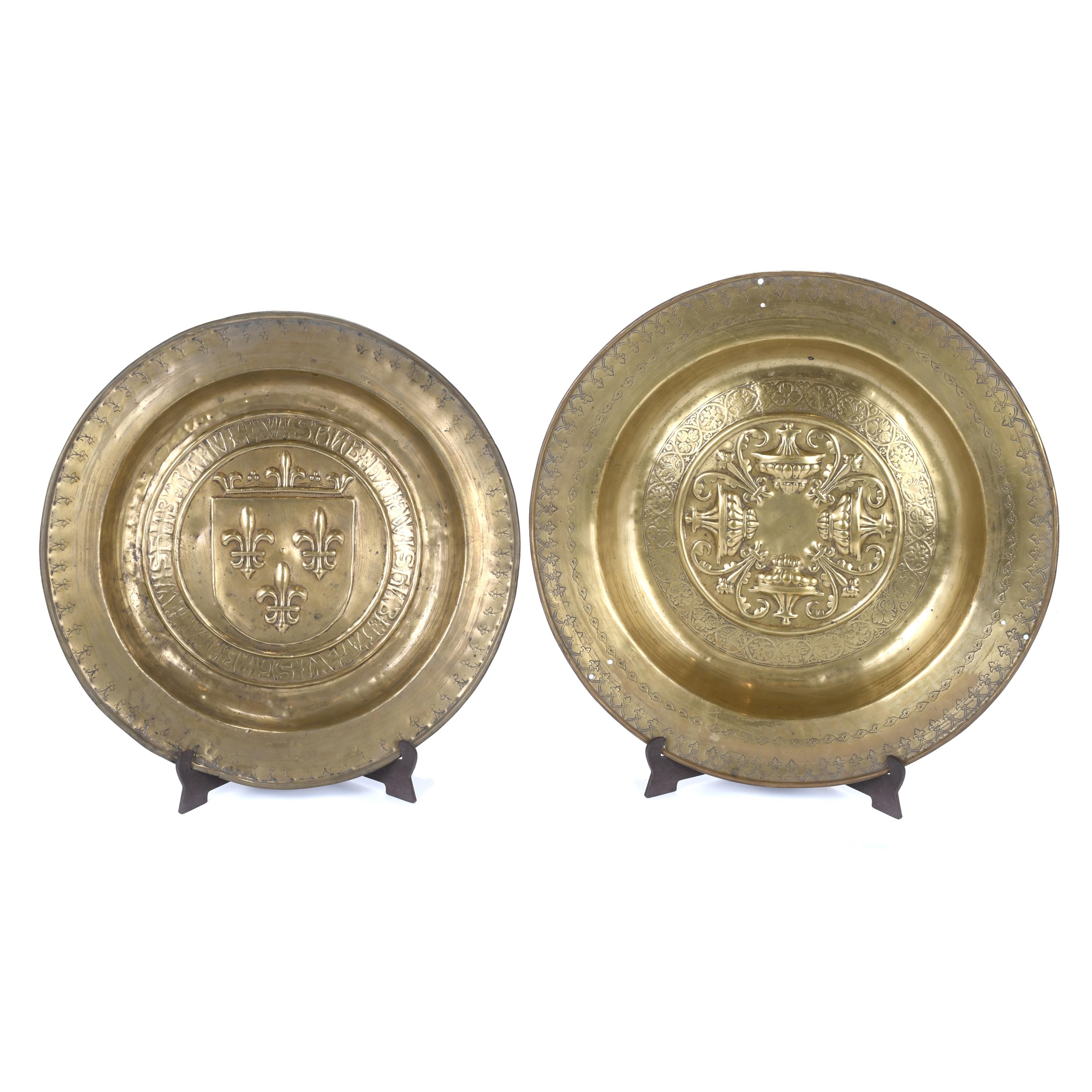 TWO GERMAN ALMS BOWLS, 16TH-17TH CENTURIES. 