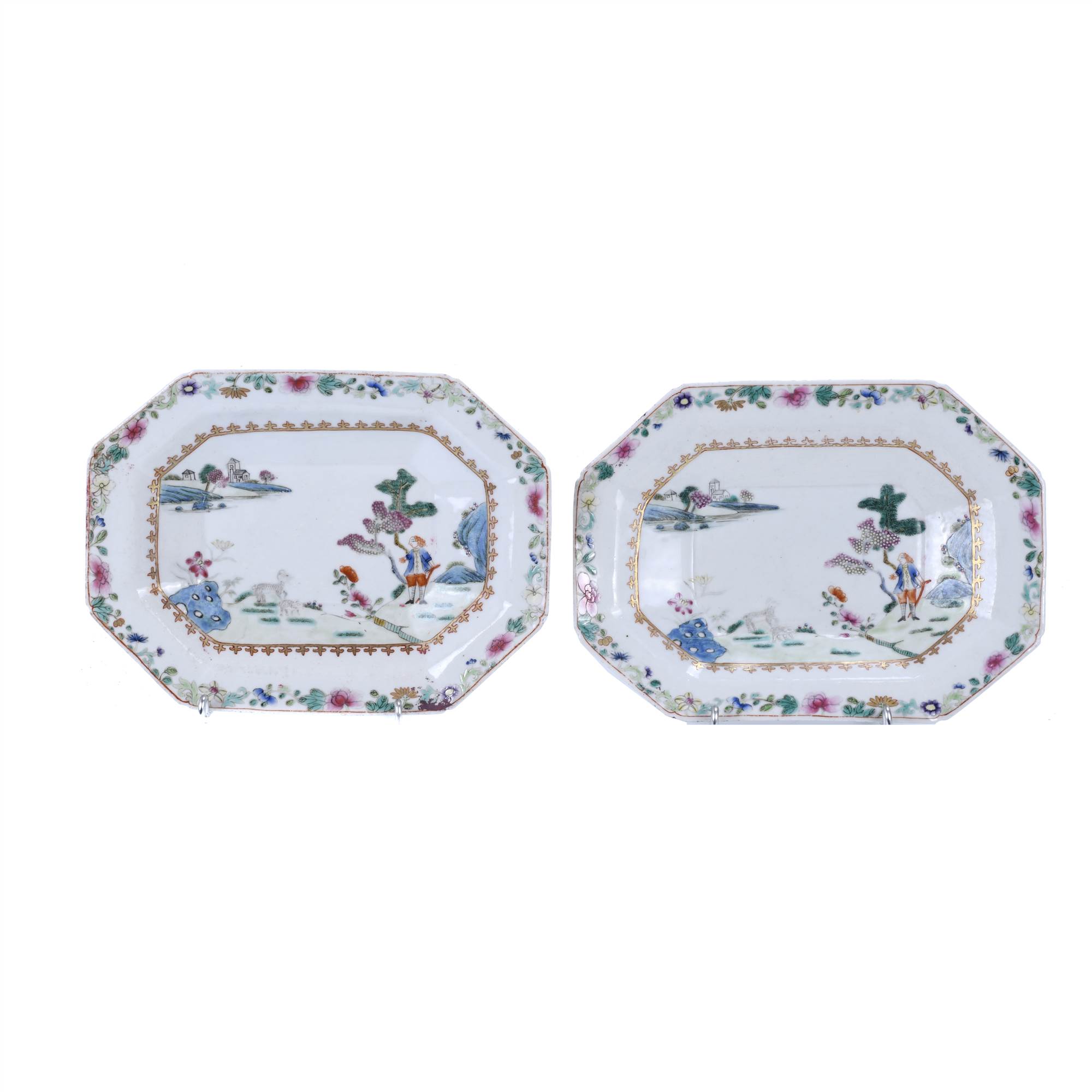 PAREJA DE FUENTES CHINAS COMPAÑÍA DE íNDIAS DINASTÍA QING.