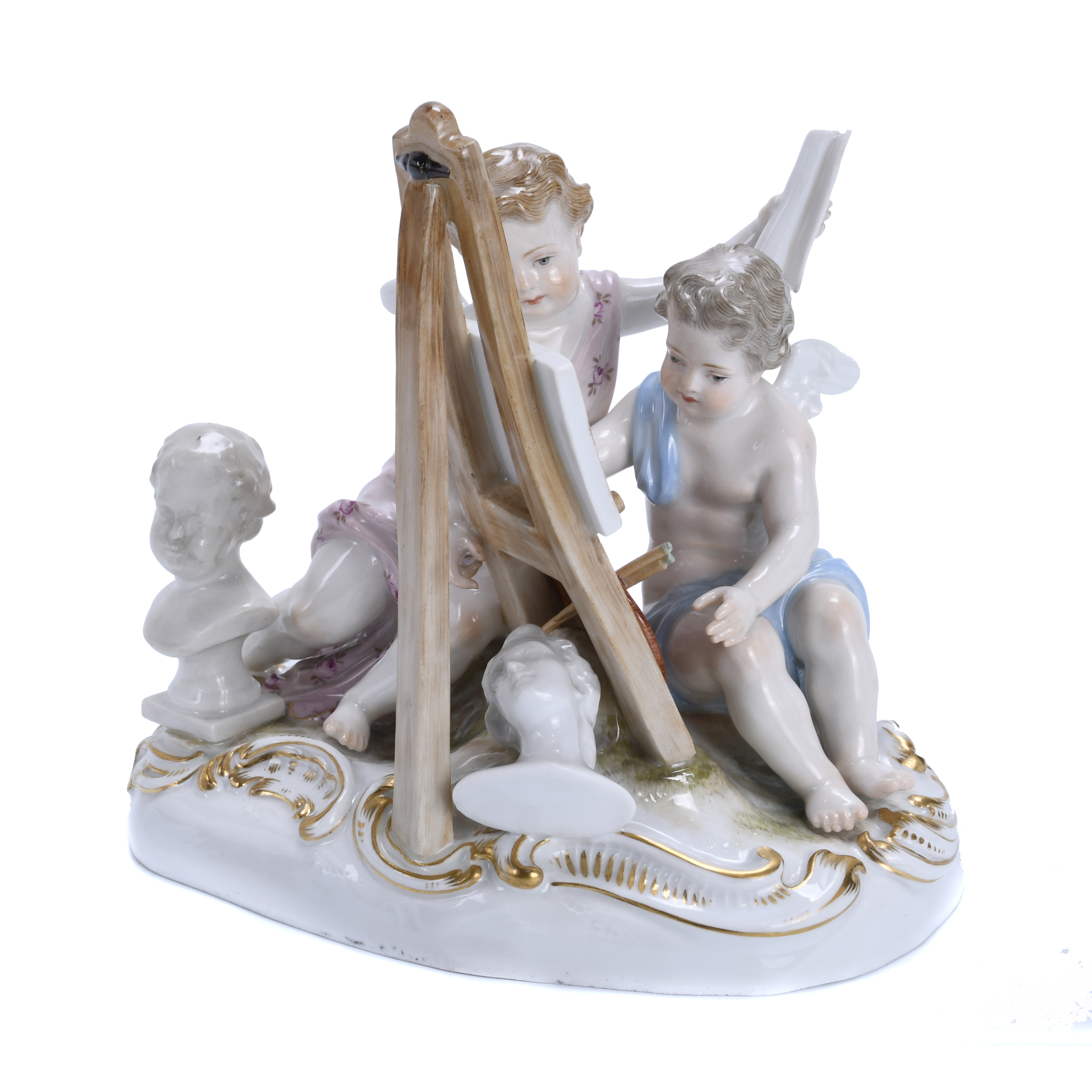 "CUPIDS PAINTING", GERMAN FIGURAL GROUP FROM MEISSEN, 19TH 