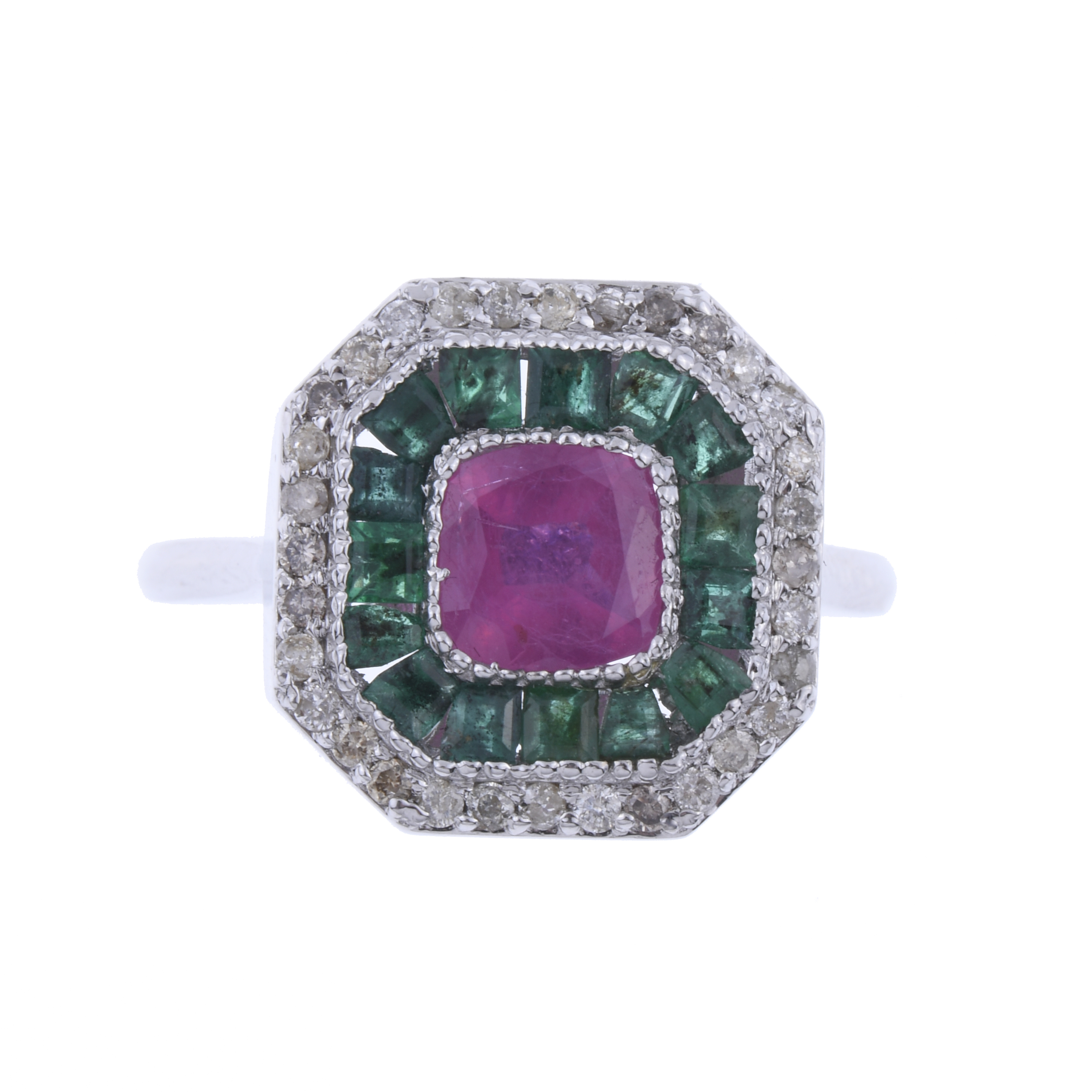 ART DECO RING WITH GEMSTONES.