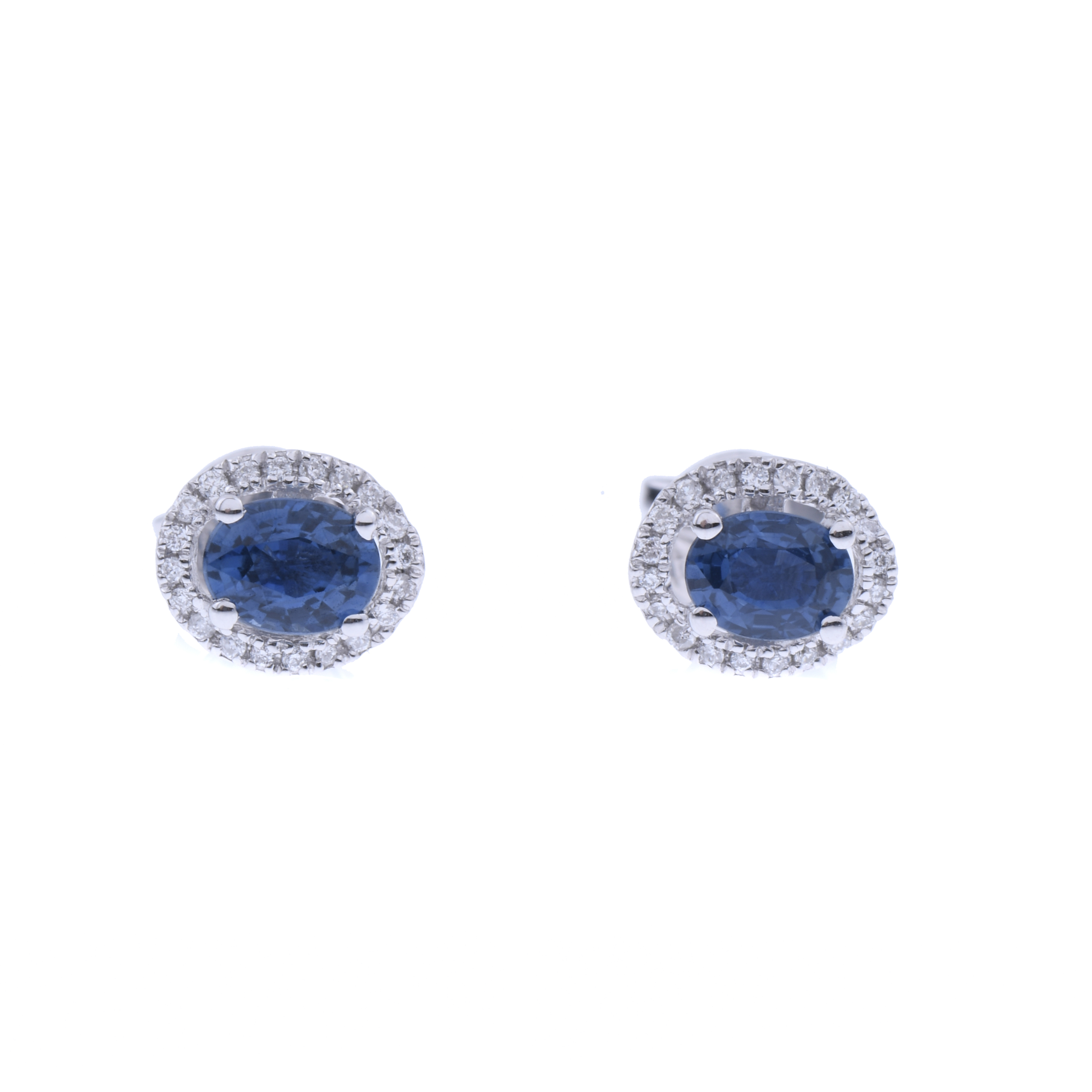 SAPPHIRE AND DIAMONDS ROSETTE EARRINGS.