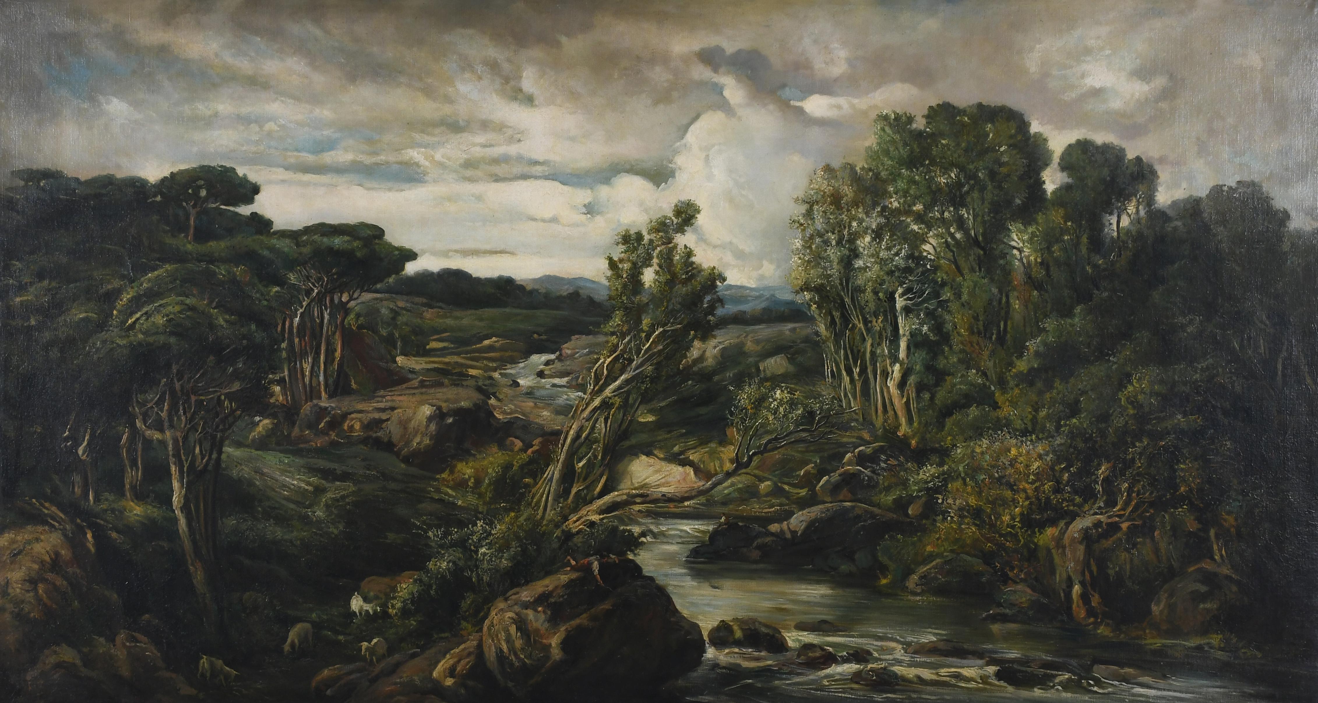 FRANCESC TORRESCASSANA (1845-1918). "PAISAJE FLUVIAL".