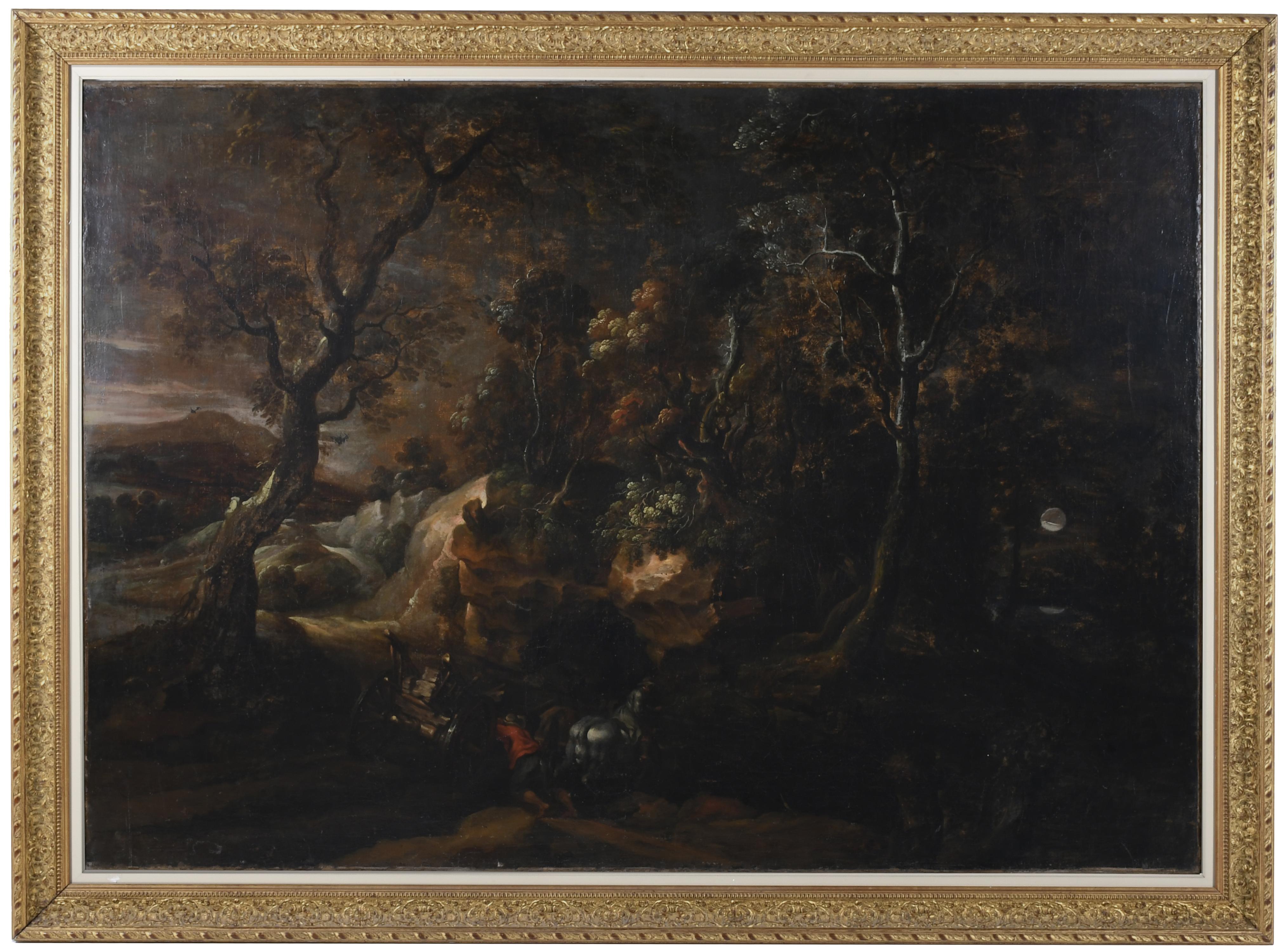 18TH/19TH FLEMISH SCHOOL. "LANDSCAPE WITH STONE CARRIERS".