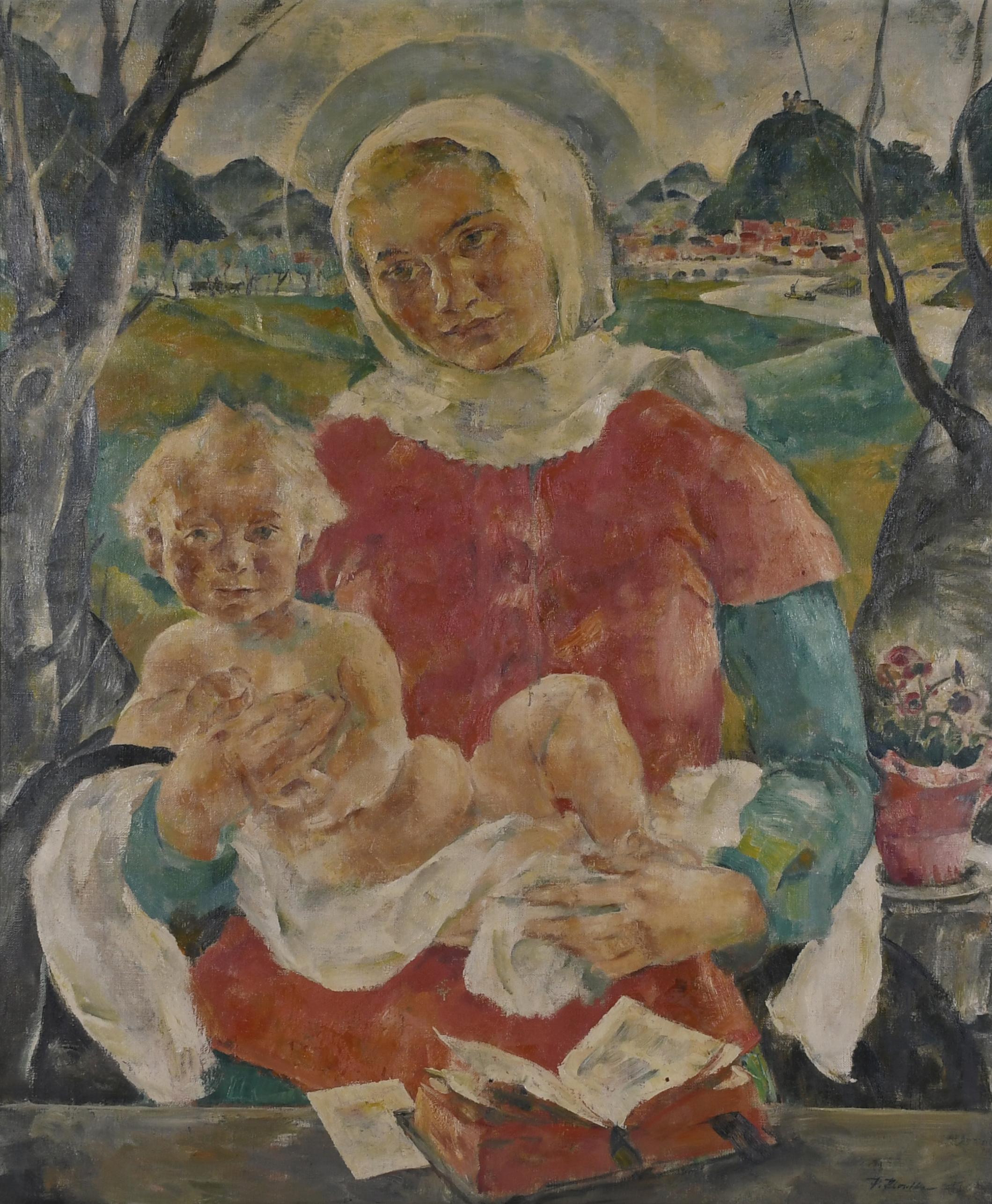 20TH CENTURY EUROPEAN SCHOOL. "MADONNA AND CHILD".