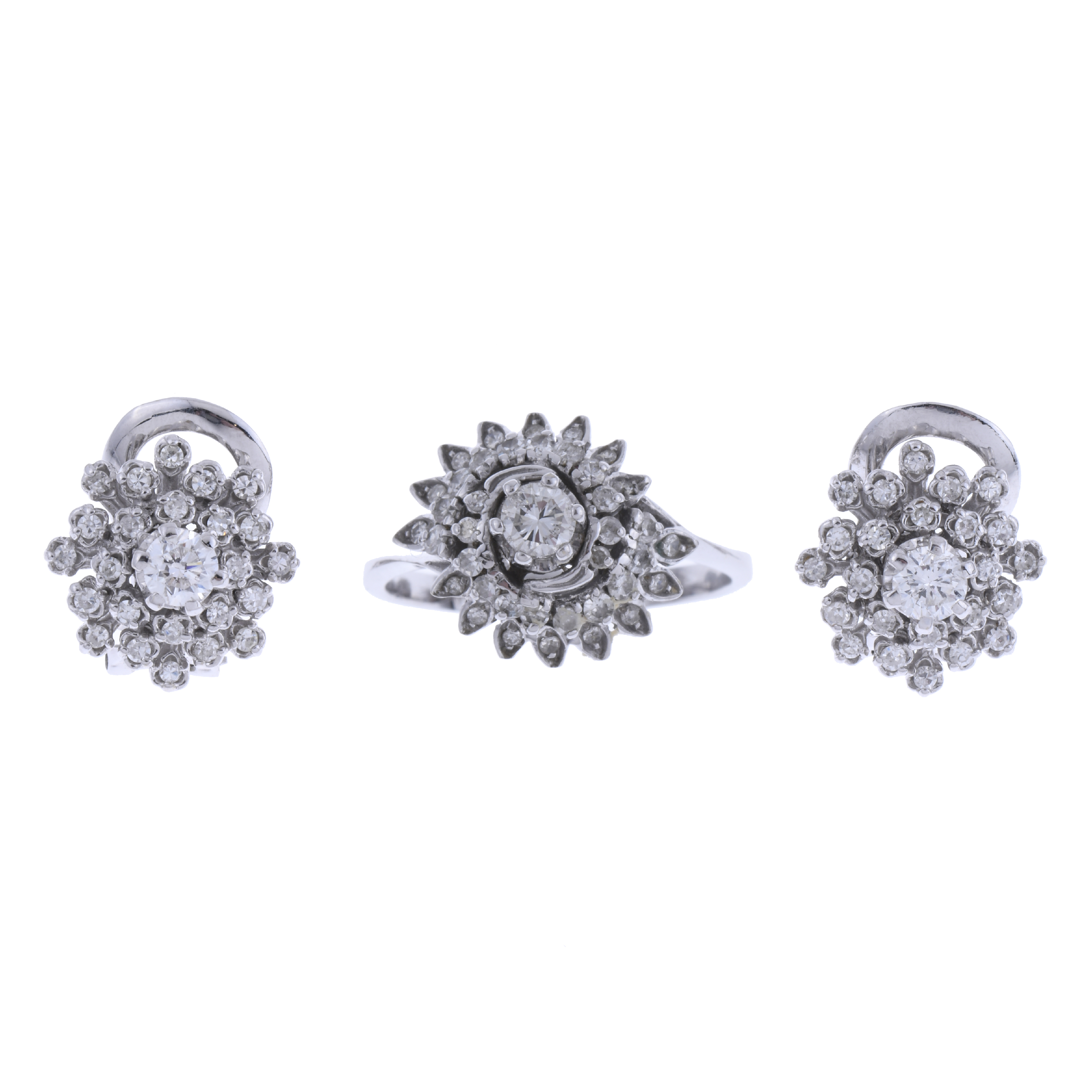 DIAMONDS RING AND EARRINGS SET.