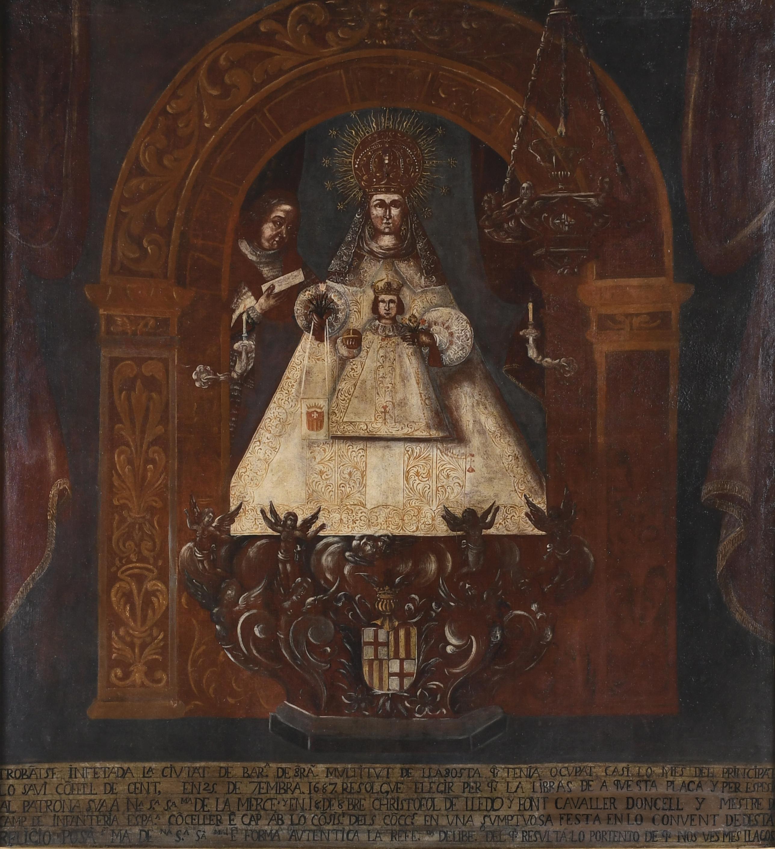17TH CENTURY CATALAN SCHOOL. "EX-VOTO OF THE VIRGIN OF MERC
