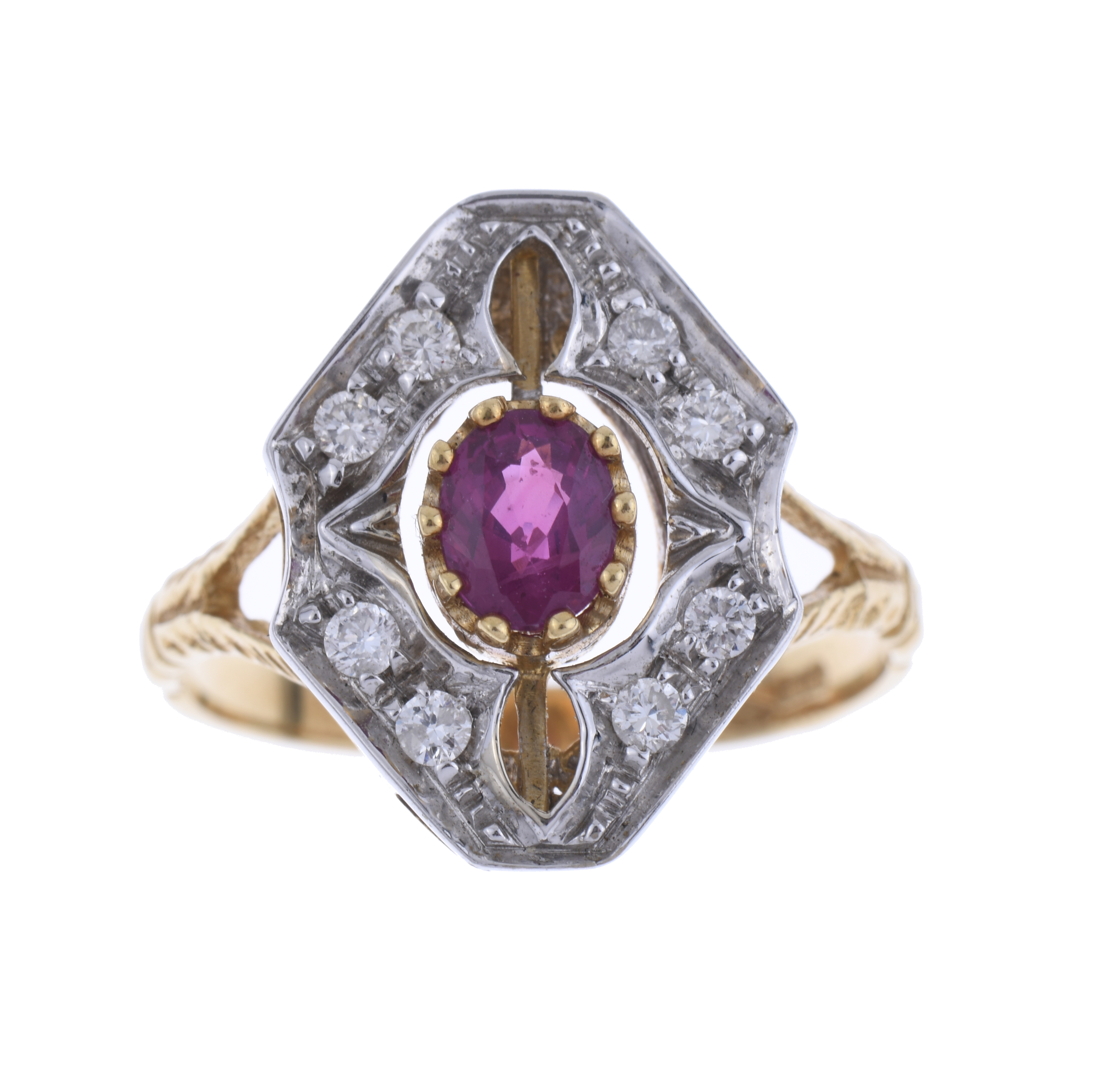 RING WITH DIAMONDS AND RUBY.