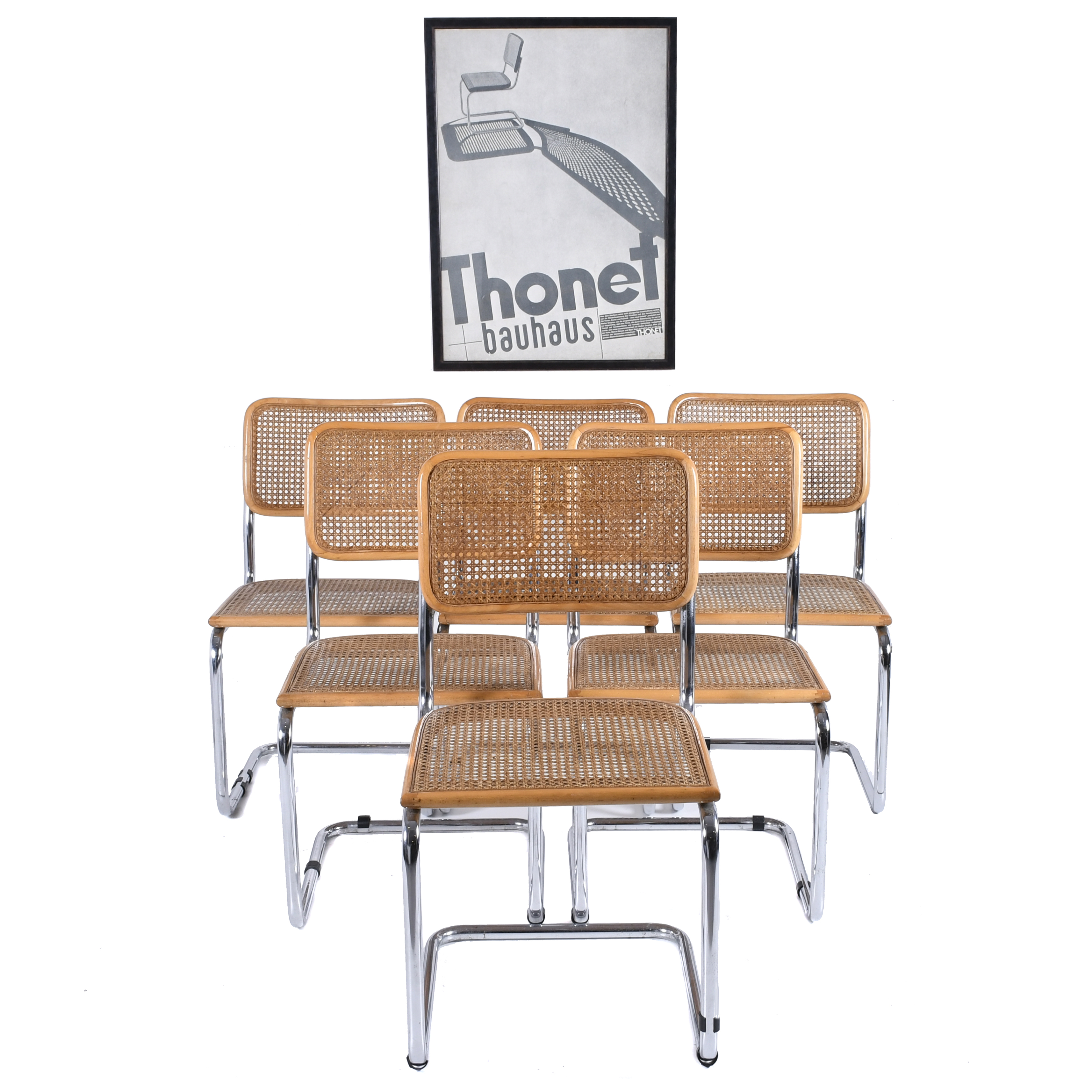 AFTER MODELS BY MARCEL BREUER (1902-1981). SET OF SIX "B32"