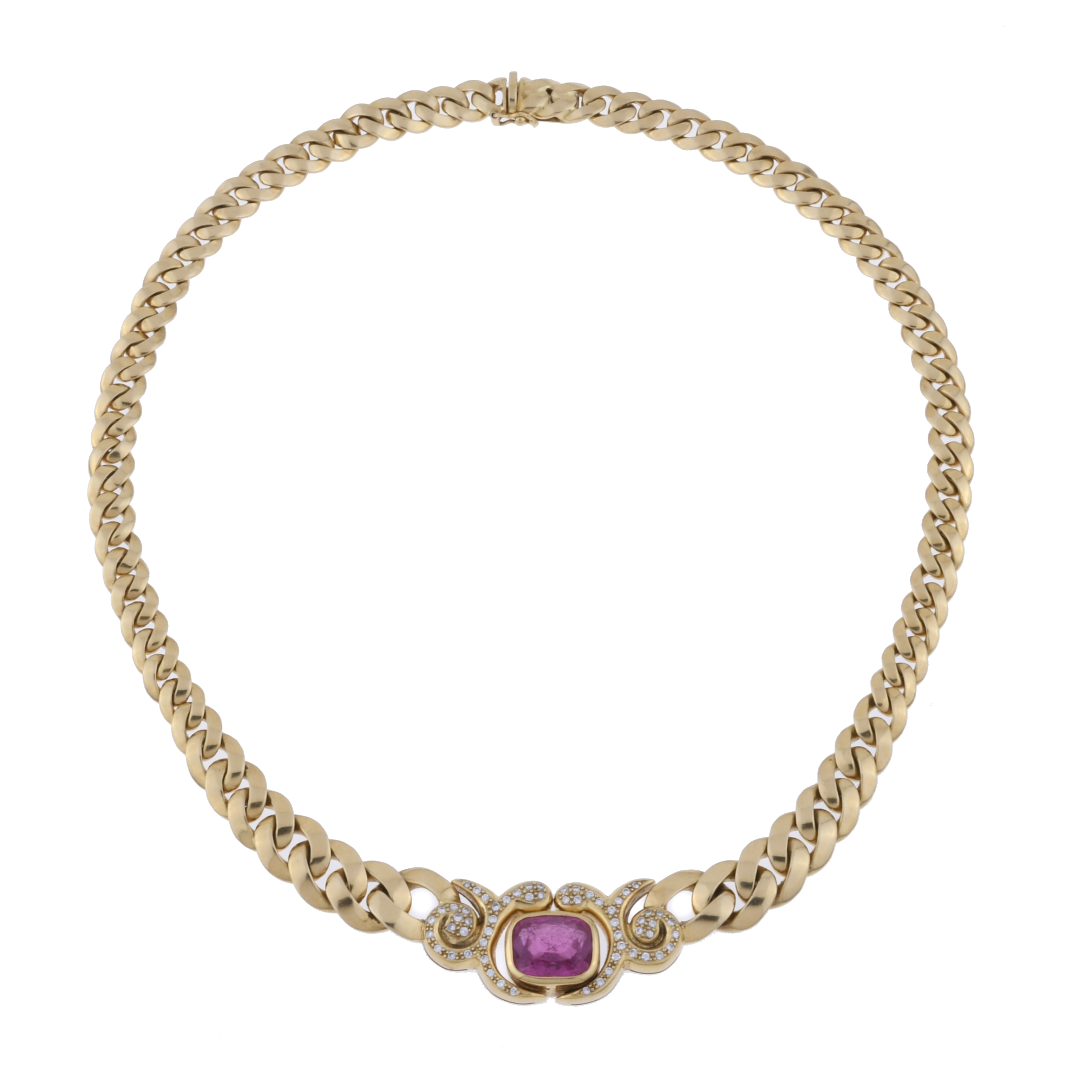 CHOKER WITH ROSE TOURMALINE AND DIAMONDS.