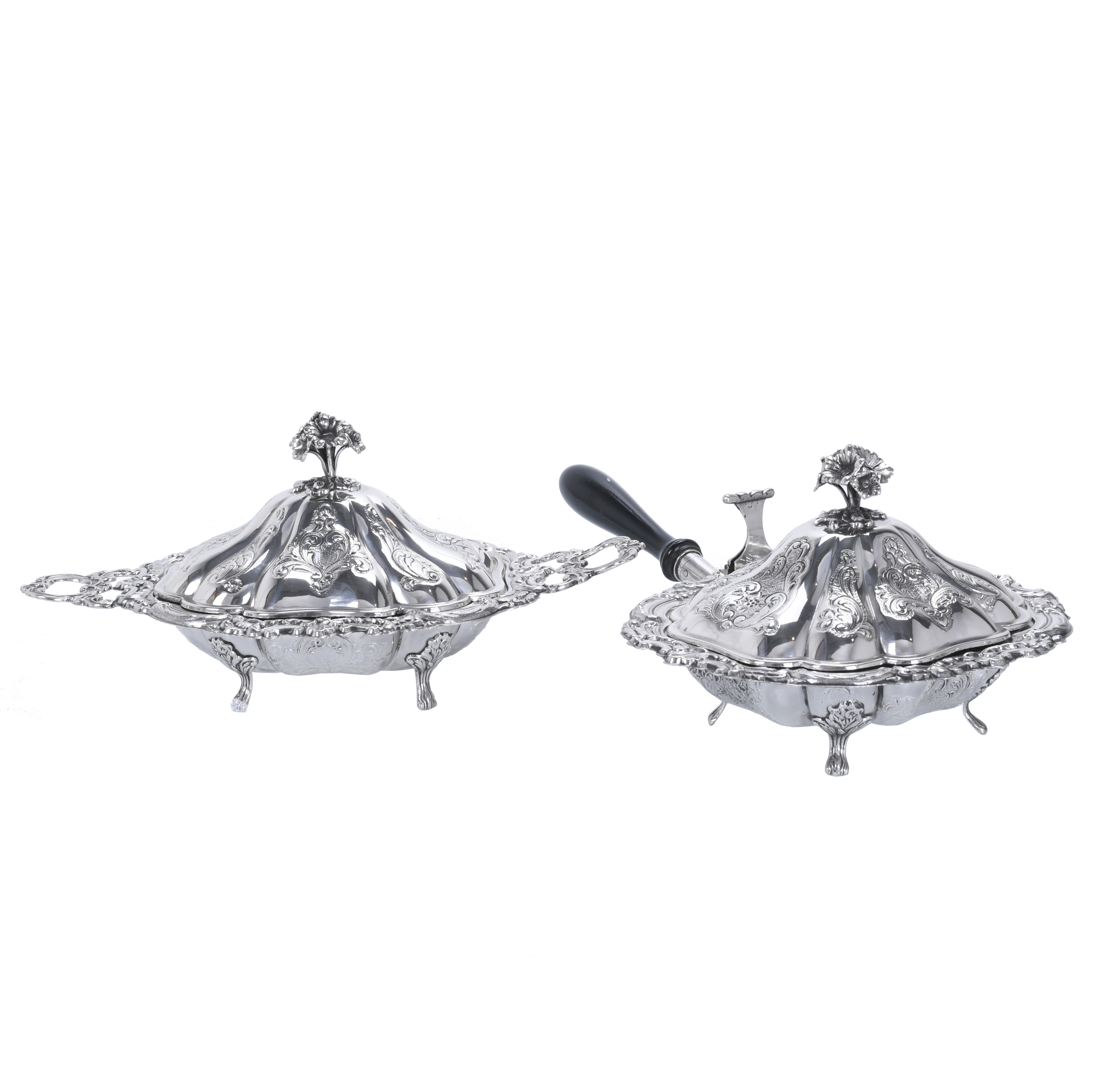 SPANISH TRAY AND SAUCEPAN OR TRAY FOR LEGUMES IN SILVER, MI