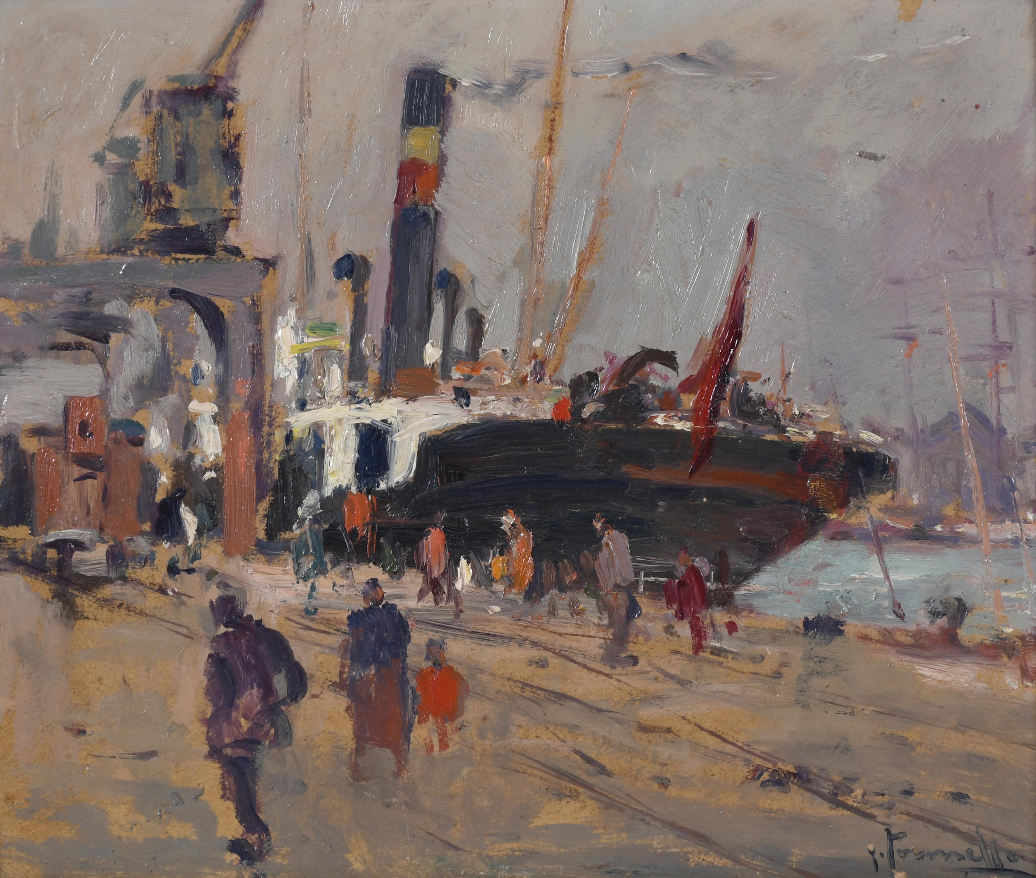 JOAQUIM TERRUELLA MATILLA (1891-1957). "BARCO EN PUERTO".