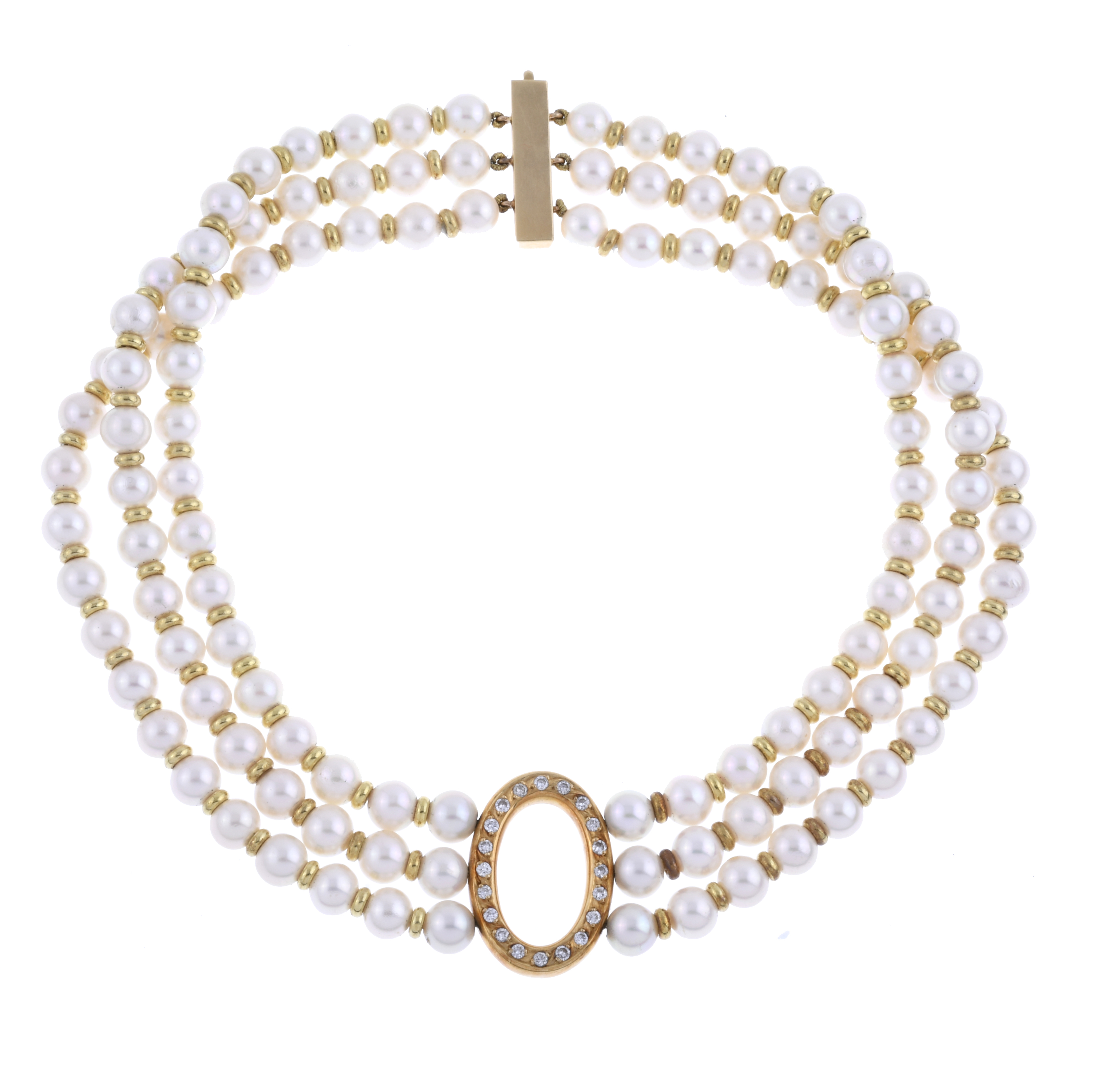 PEARLS AND DIAMONDS CHOKER.