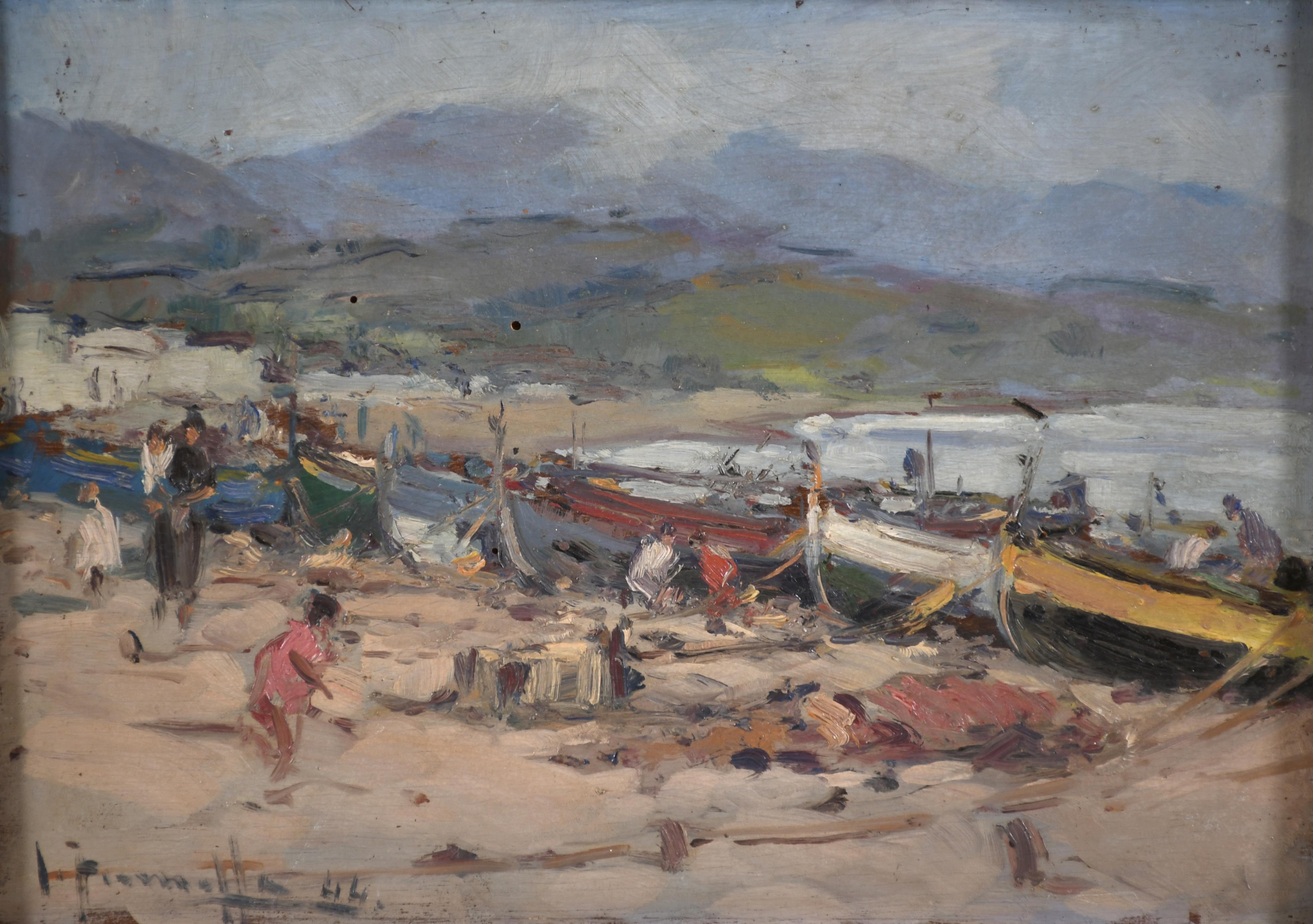 JOAQUIM TERRUELLA MATILLA (1891-1957). "BARCAS EN LA PLAYA"