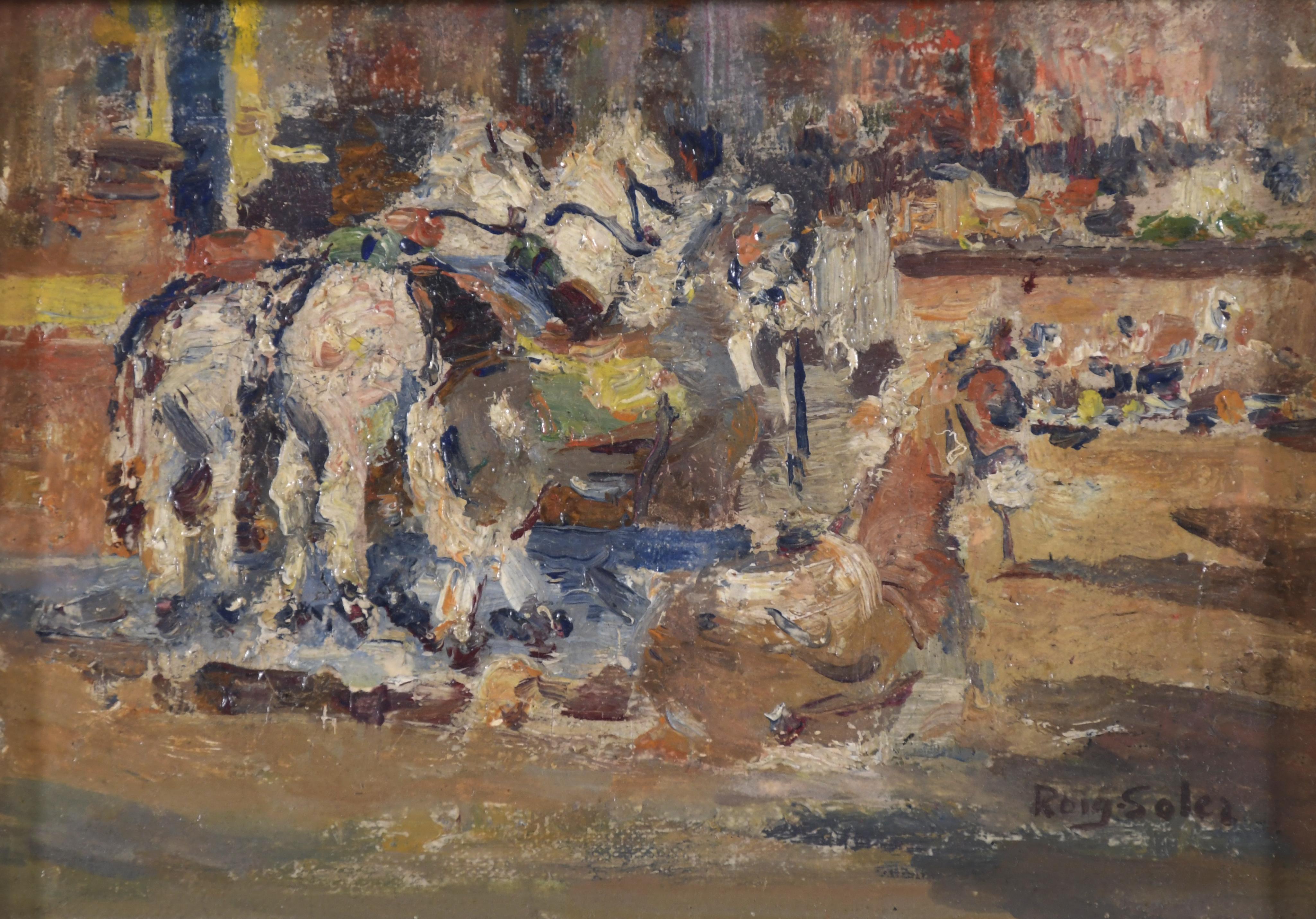 JOAN ROIG Y SOLER (1852-1909). "CARDBOAD HORSES".