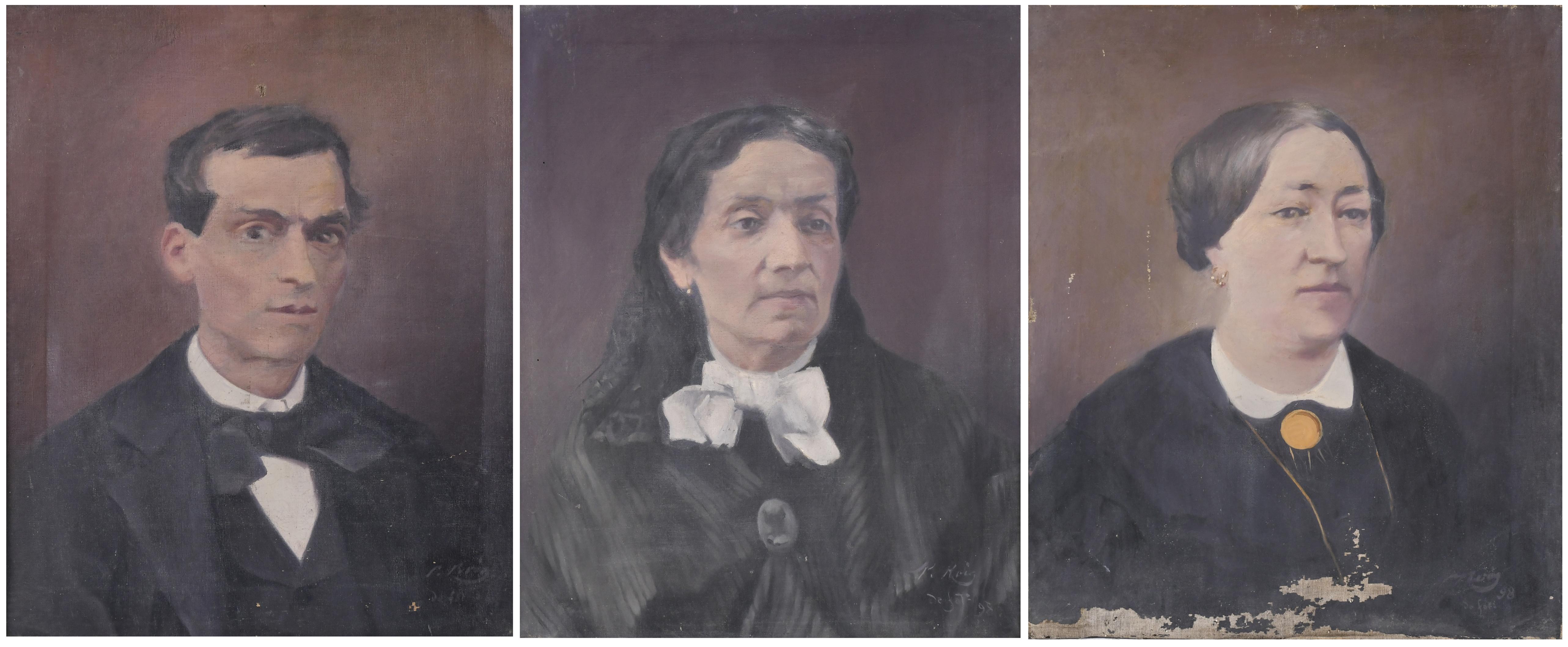 PAU ROIG CISA (1879-1955). Conjunto de tres retratos. 1898.