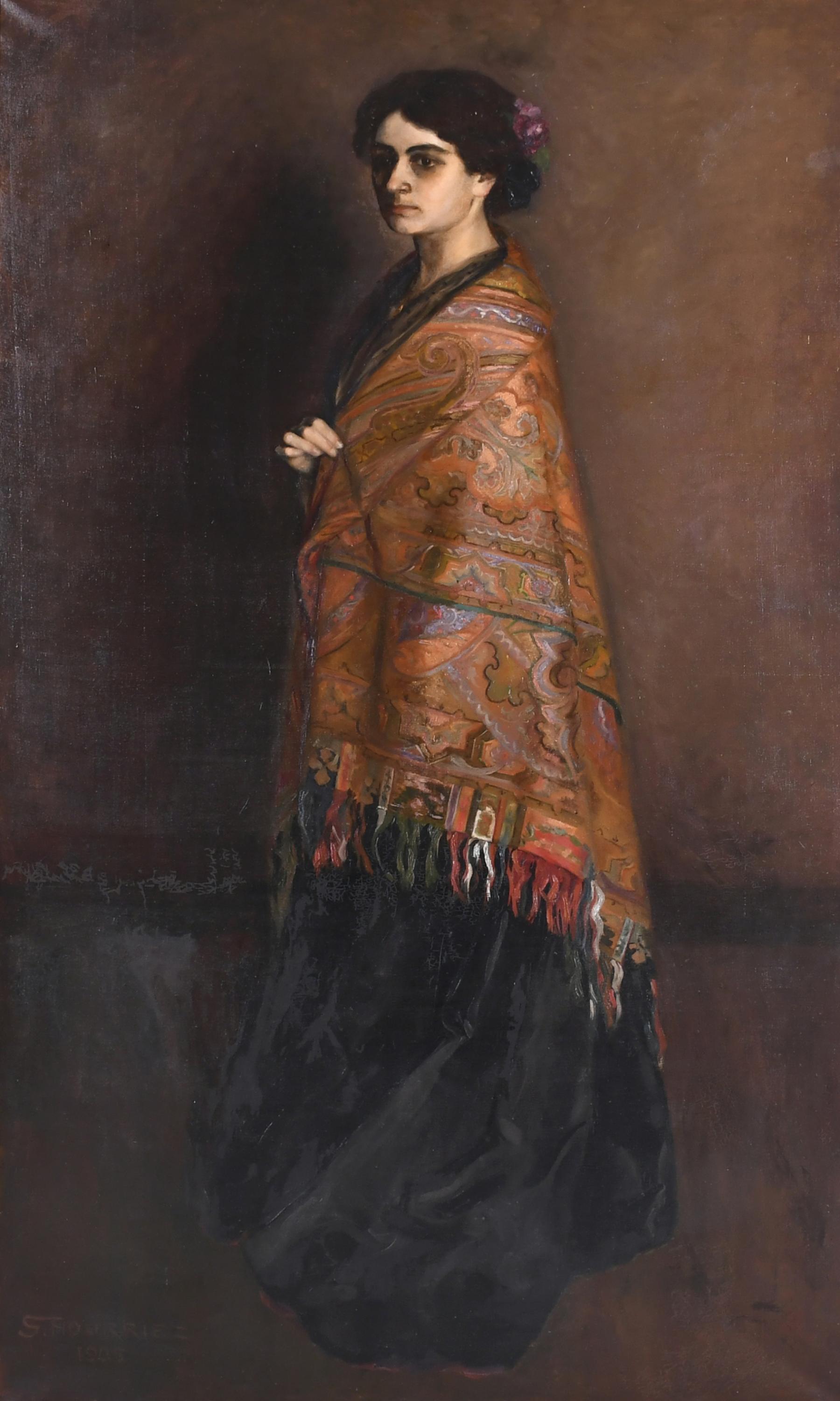 20TH CENTURY SPANISH SCHOOL. "WOMAN WITH A SHAWL", 1905.