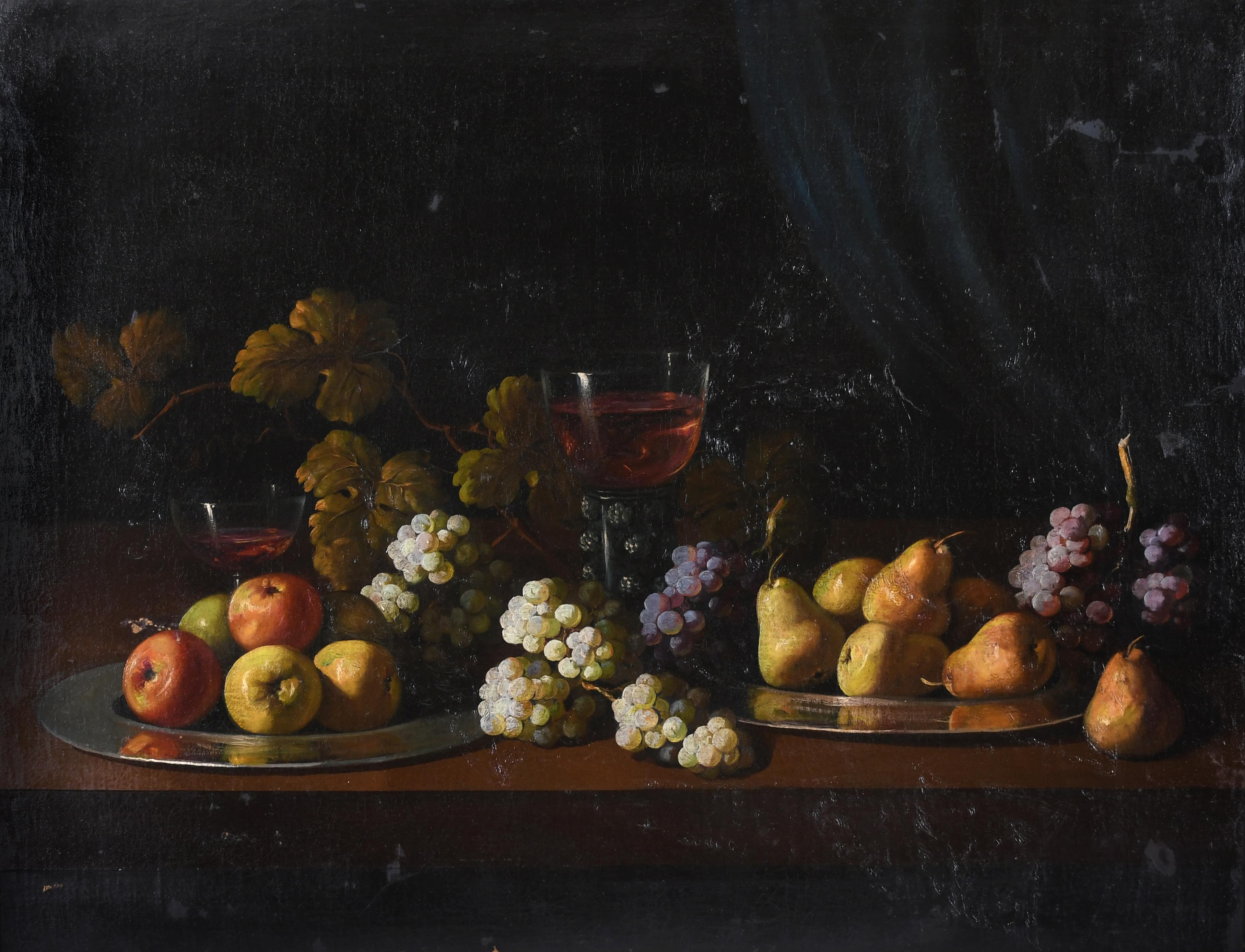 19TH CENTURY, SPANISH SCHOOL. "STILL LIFE WITH GRAPES".