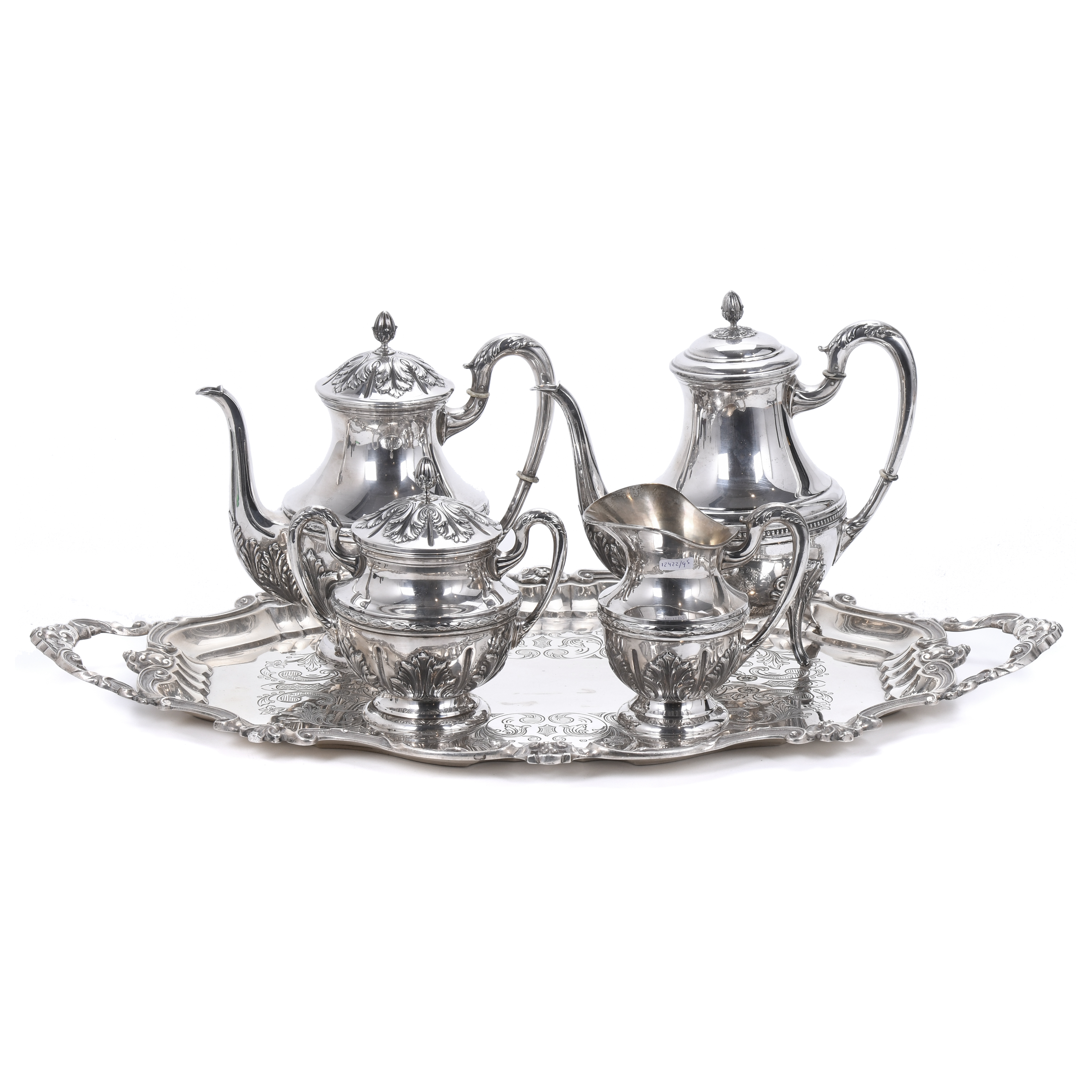 VICTORIAN STYLE SILVER TEA AND COFFEE SET, MID 20TH CENTURY