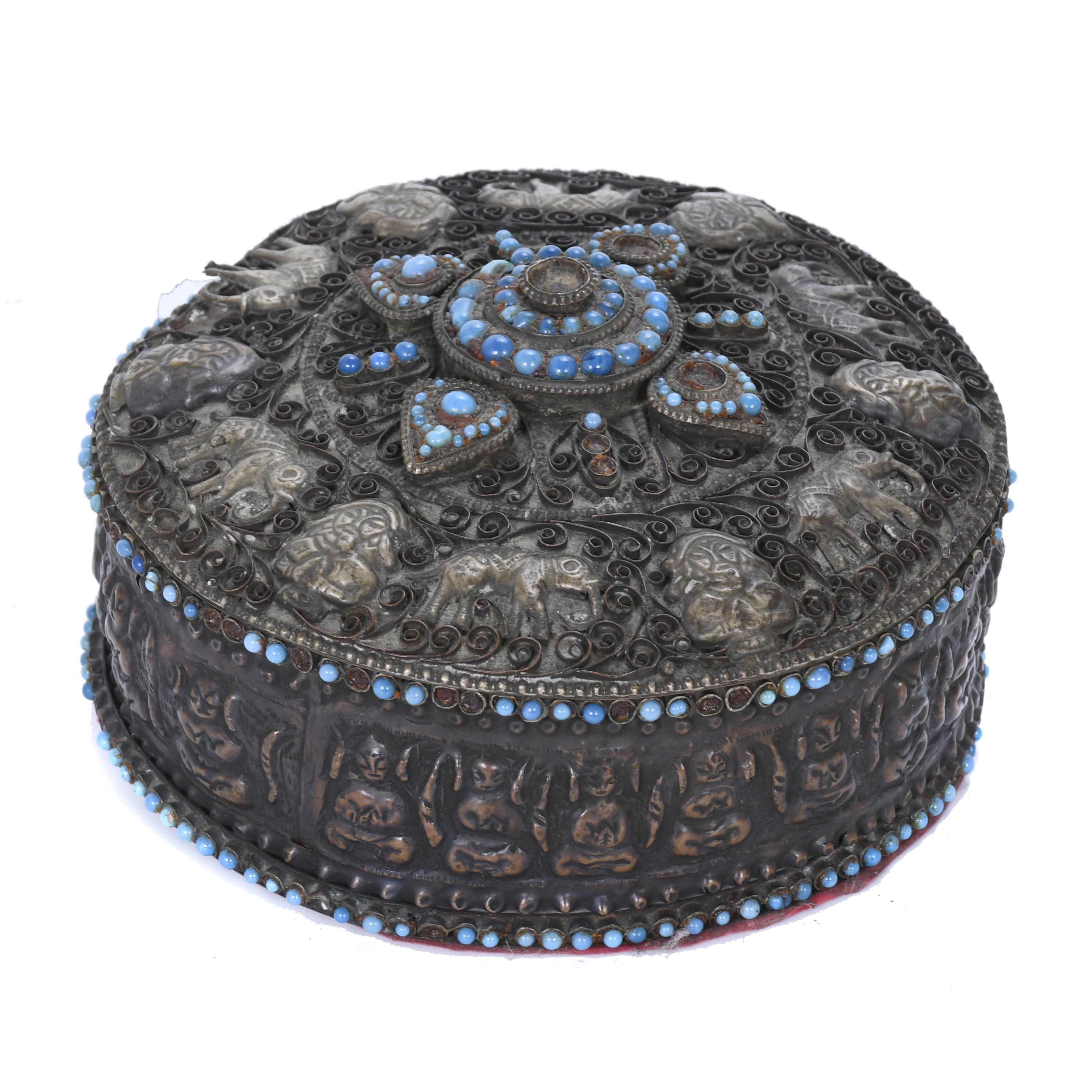 TIBETAN JEWELLERY BOX, 19TH CENTURY. 