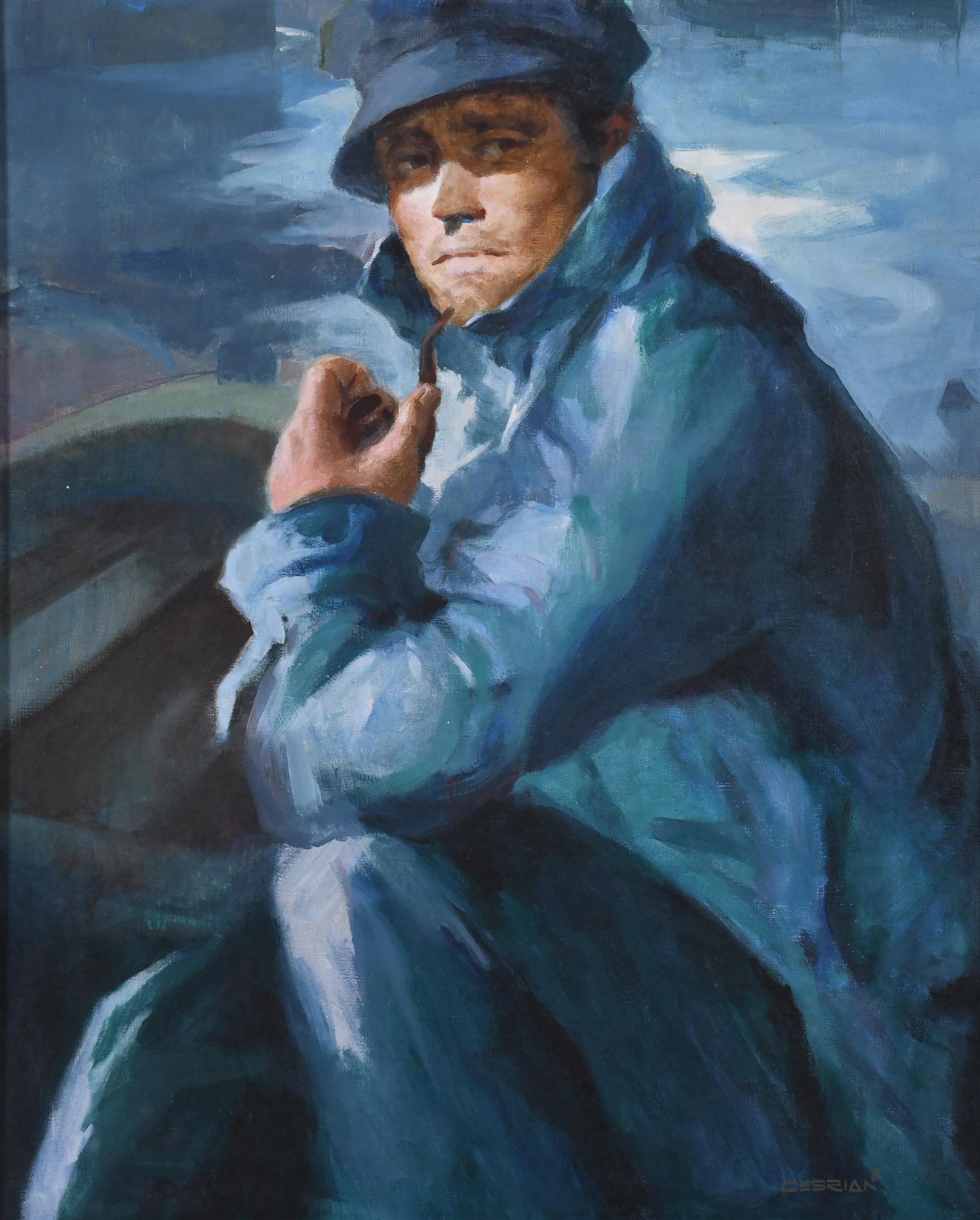 JUAN RAMÓN CEBRIÁN (1914-2006).  "RETRATO PESCADOR".