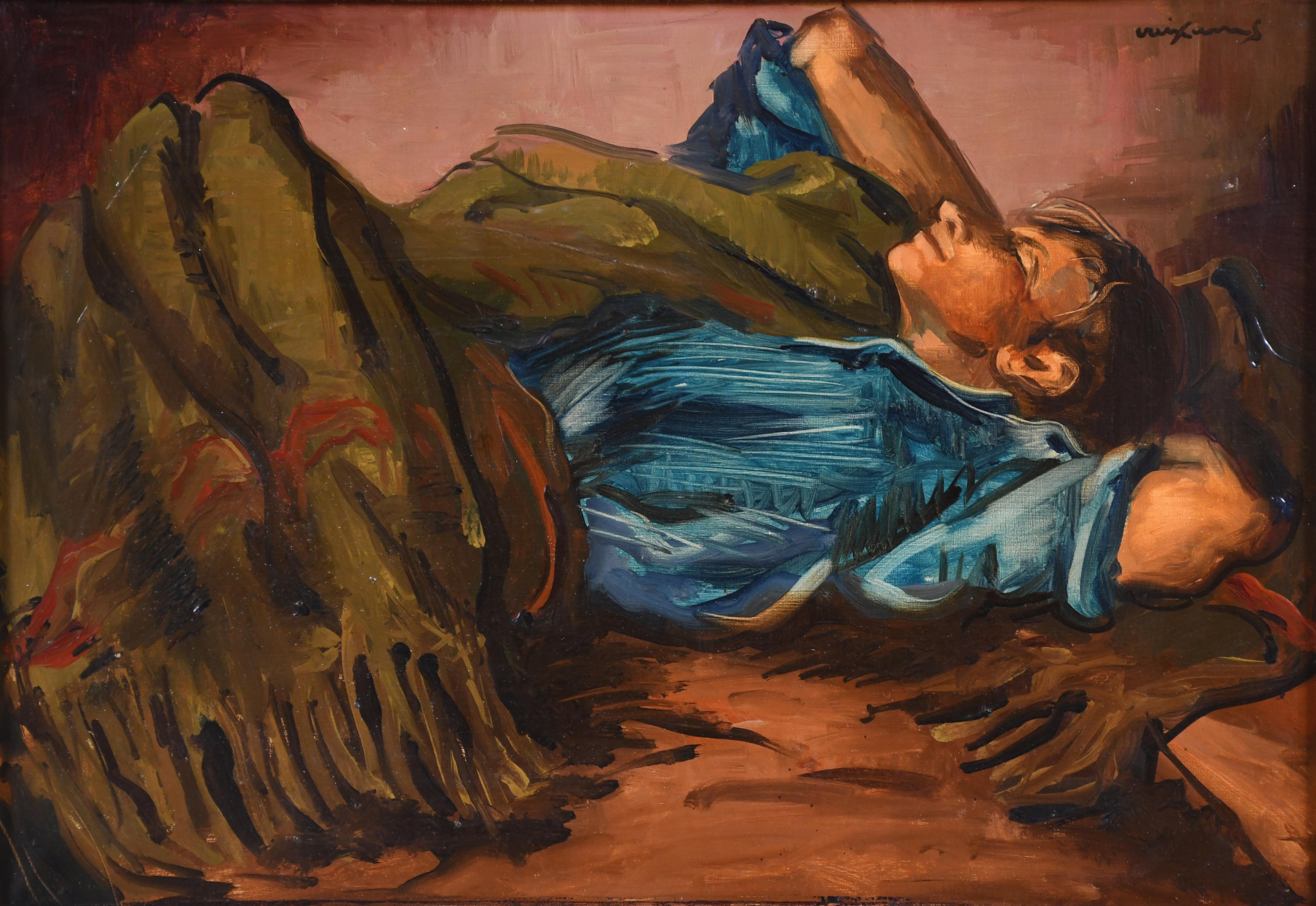 PERE CREIXAMS PICO (1893-1965). "JOVEN DESCANSANDO".