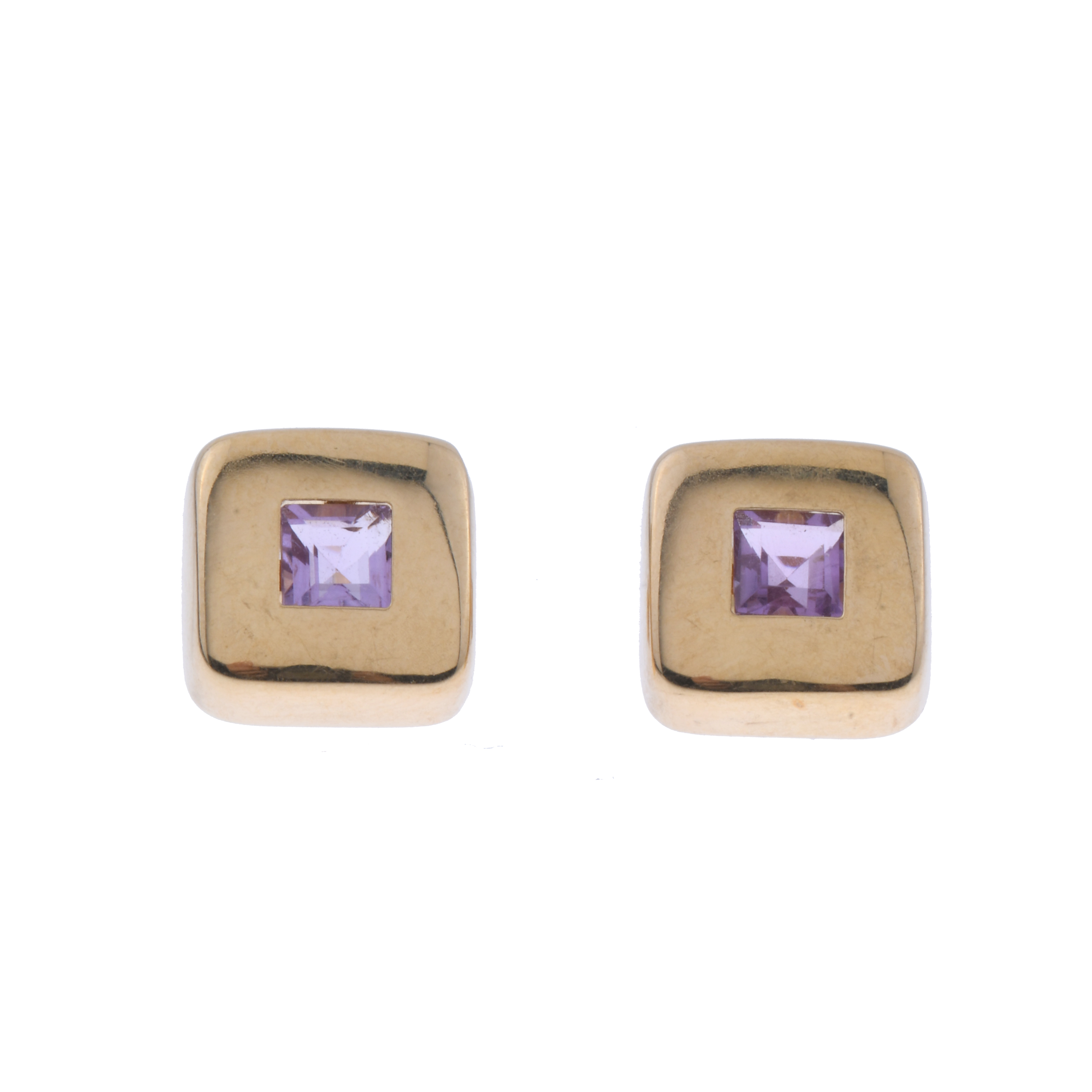 SQUARE EARRINGS WITH AMETHYST.