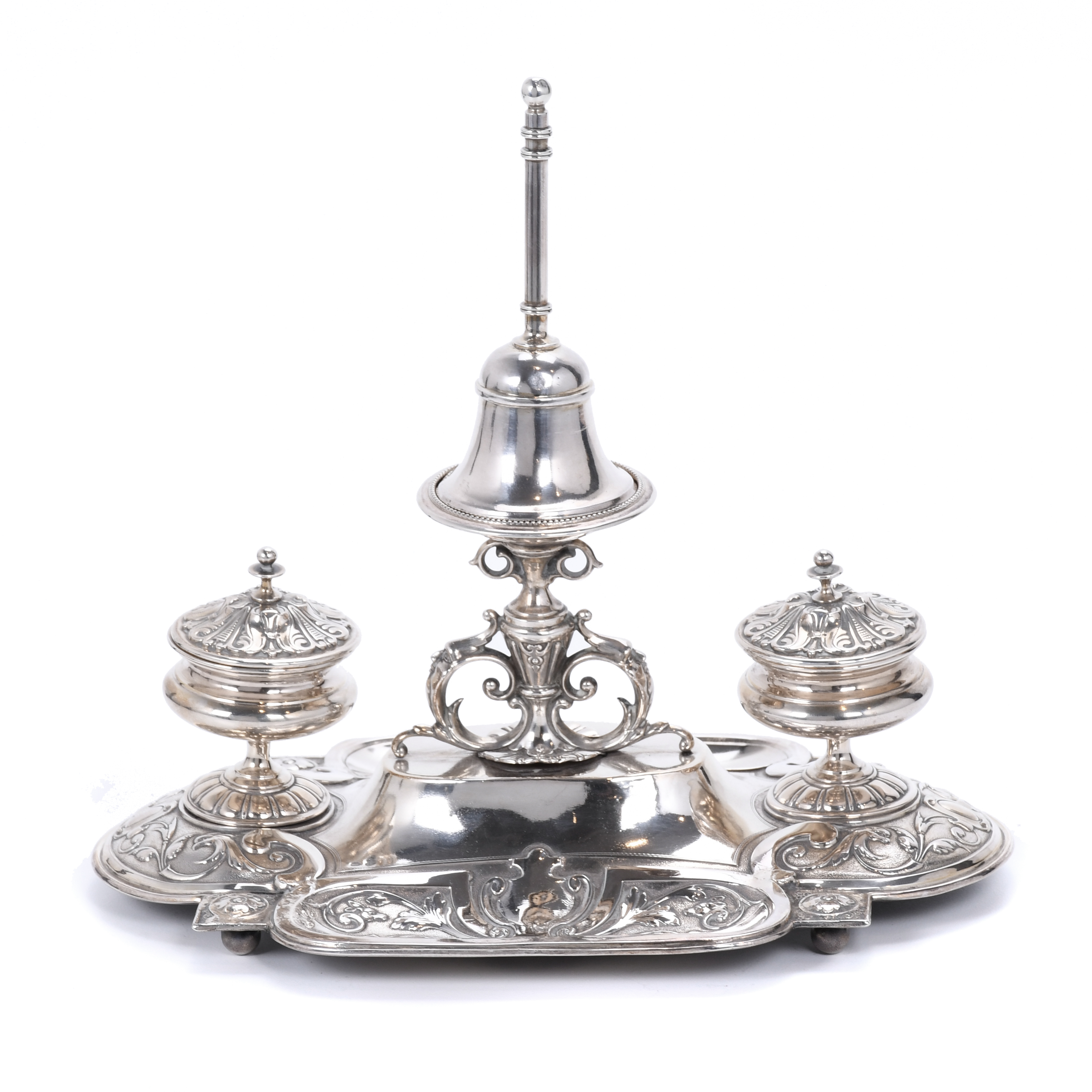 SILVER INKSTAND, 20TH CENTURY.