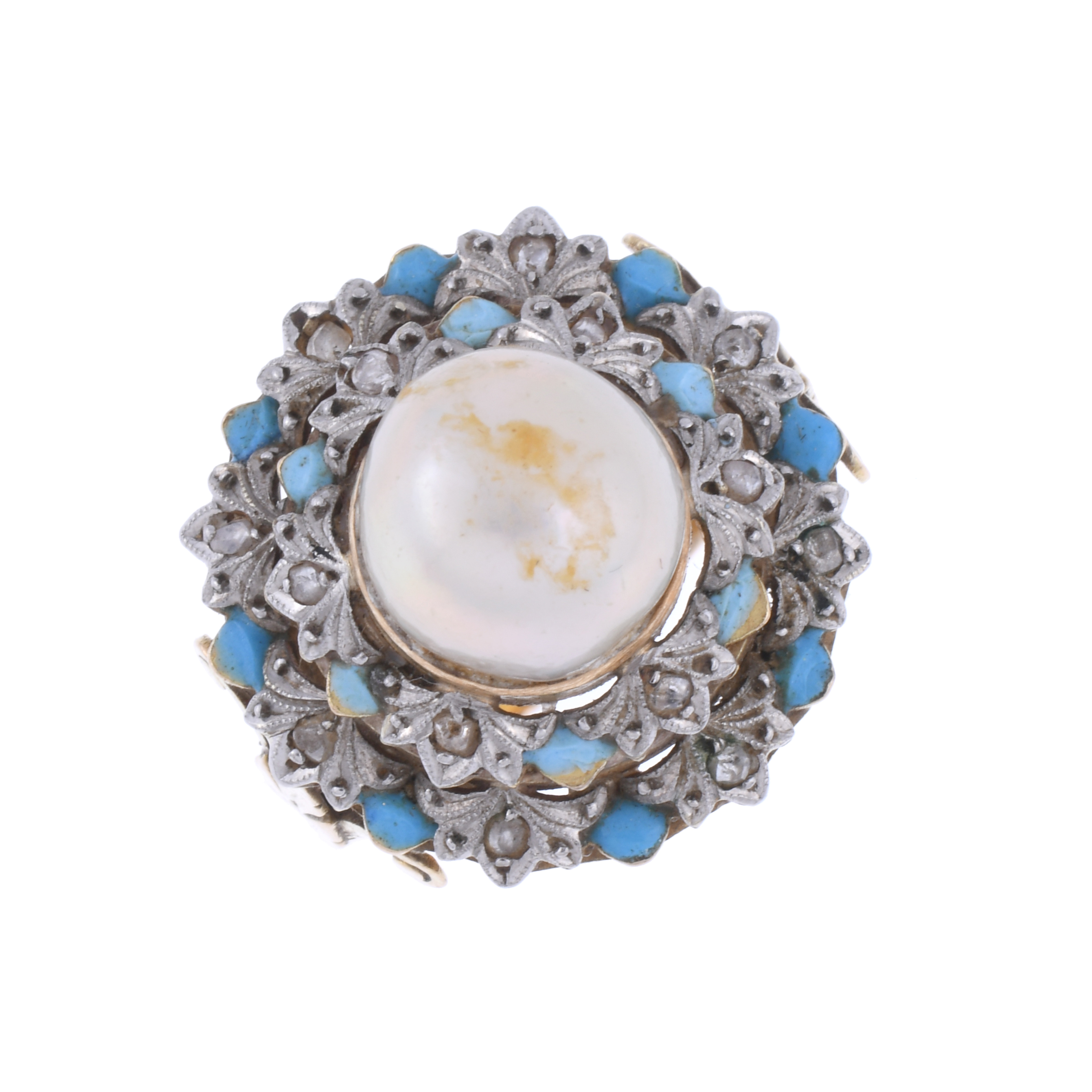 ANTIQUE RING FROM THE 40&#39;S WITH ENAMEL AND PEARL.