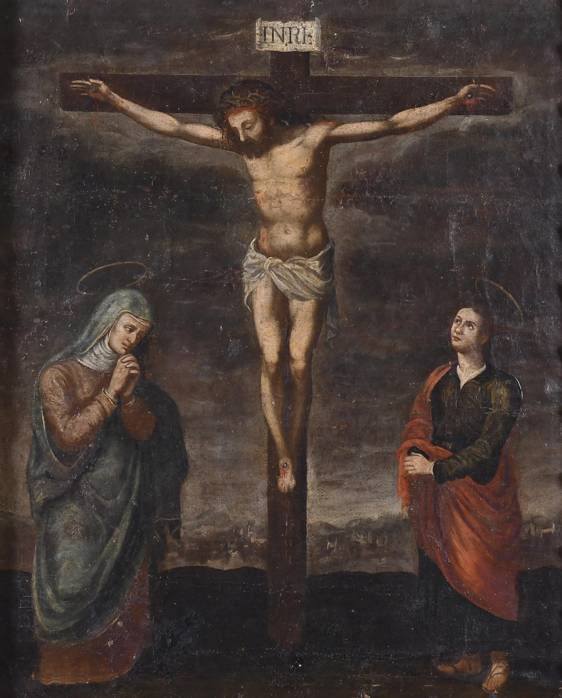 ESCUELA CANARIA, SIGLO XVIII. "CRISTO CRUCIFICADO CON LA VI