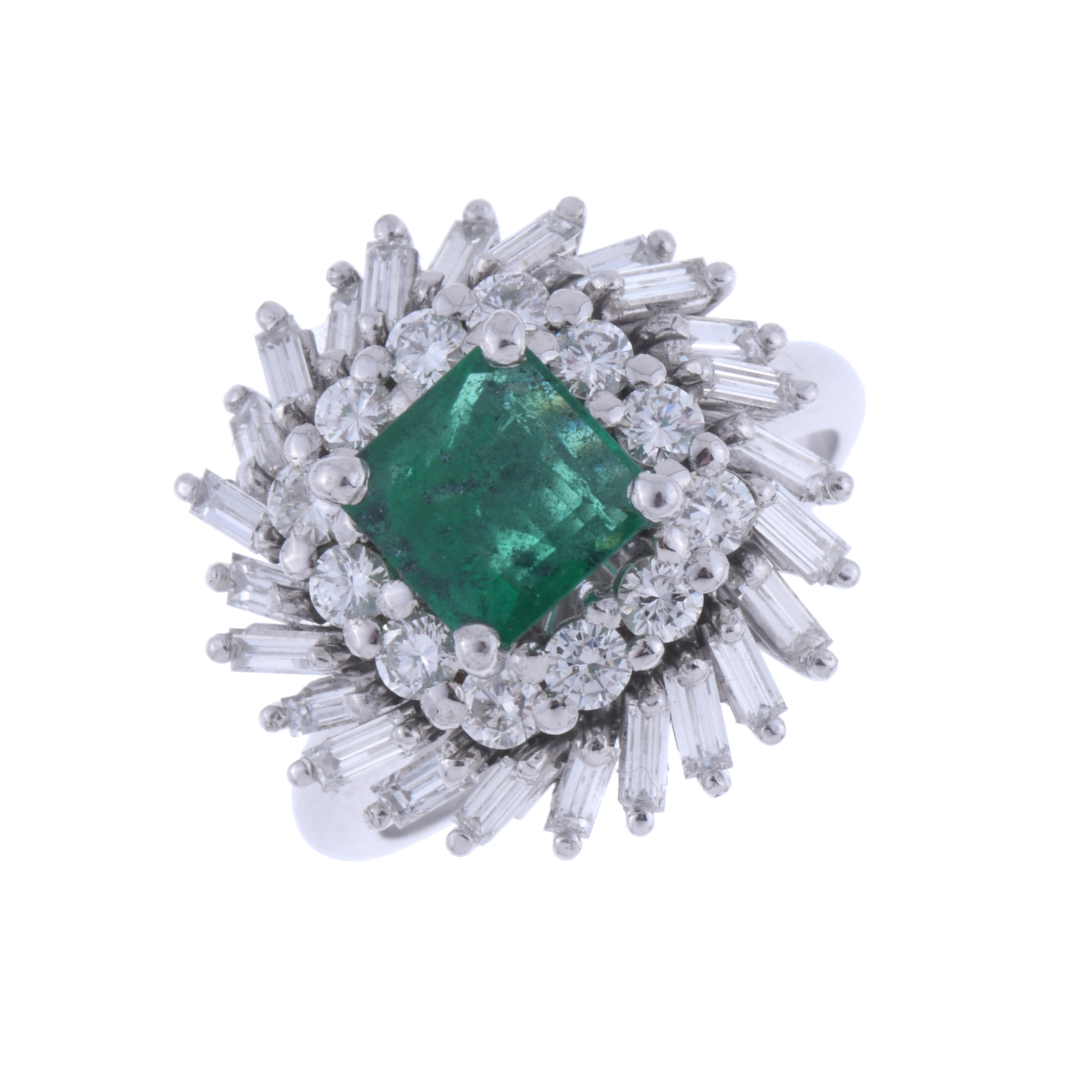 DIAMONDS AND EMERALD DANCER RING.