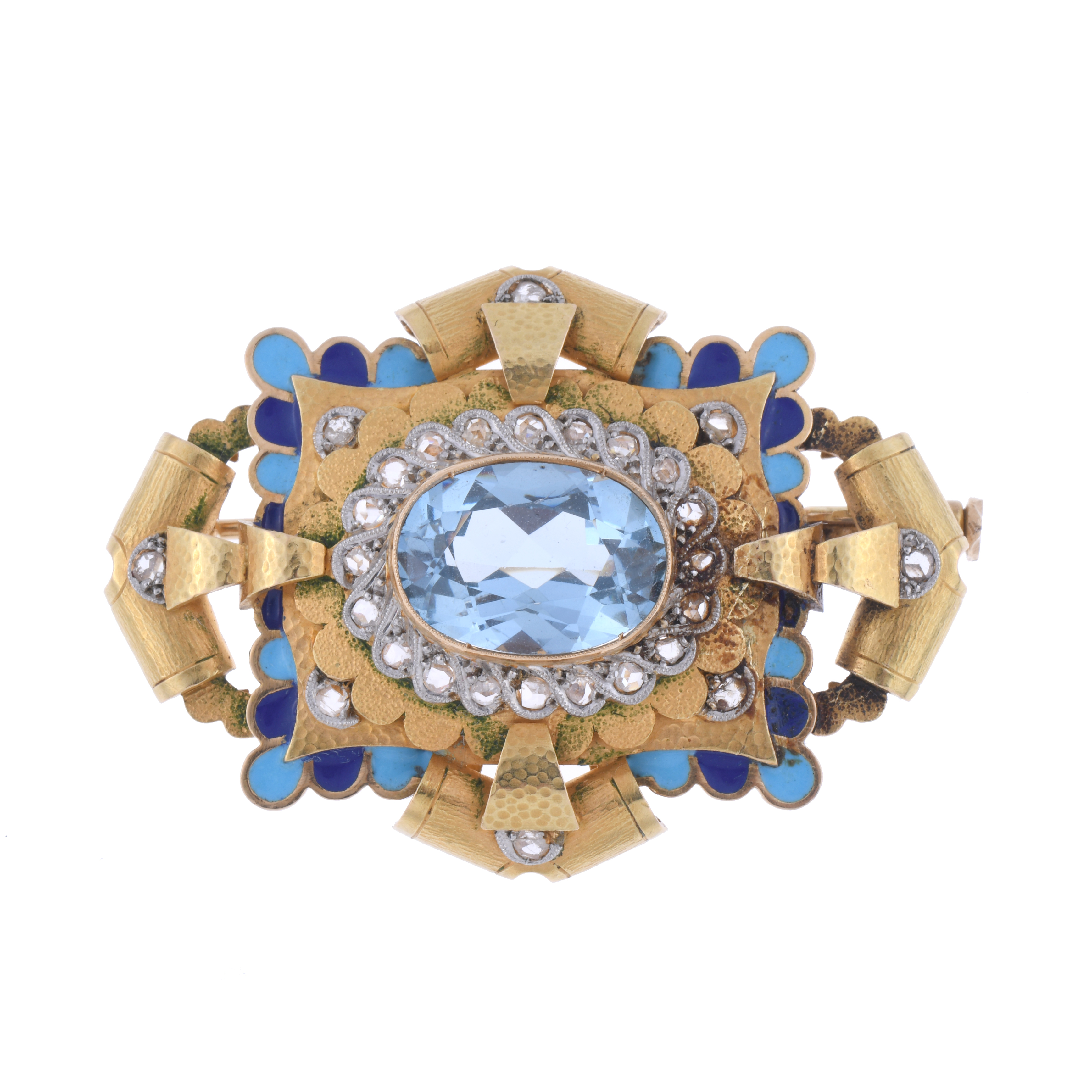ART DECO BROOCH WITH BLUE SPINEL.